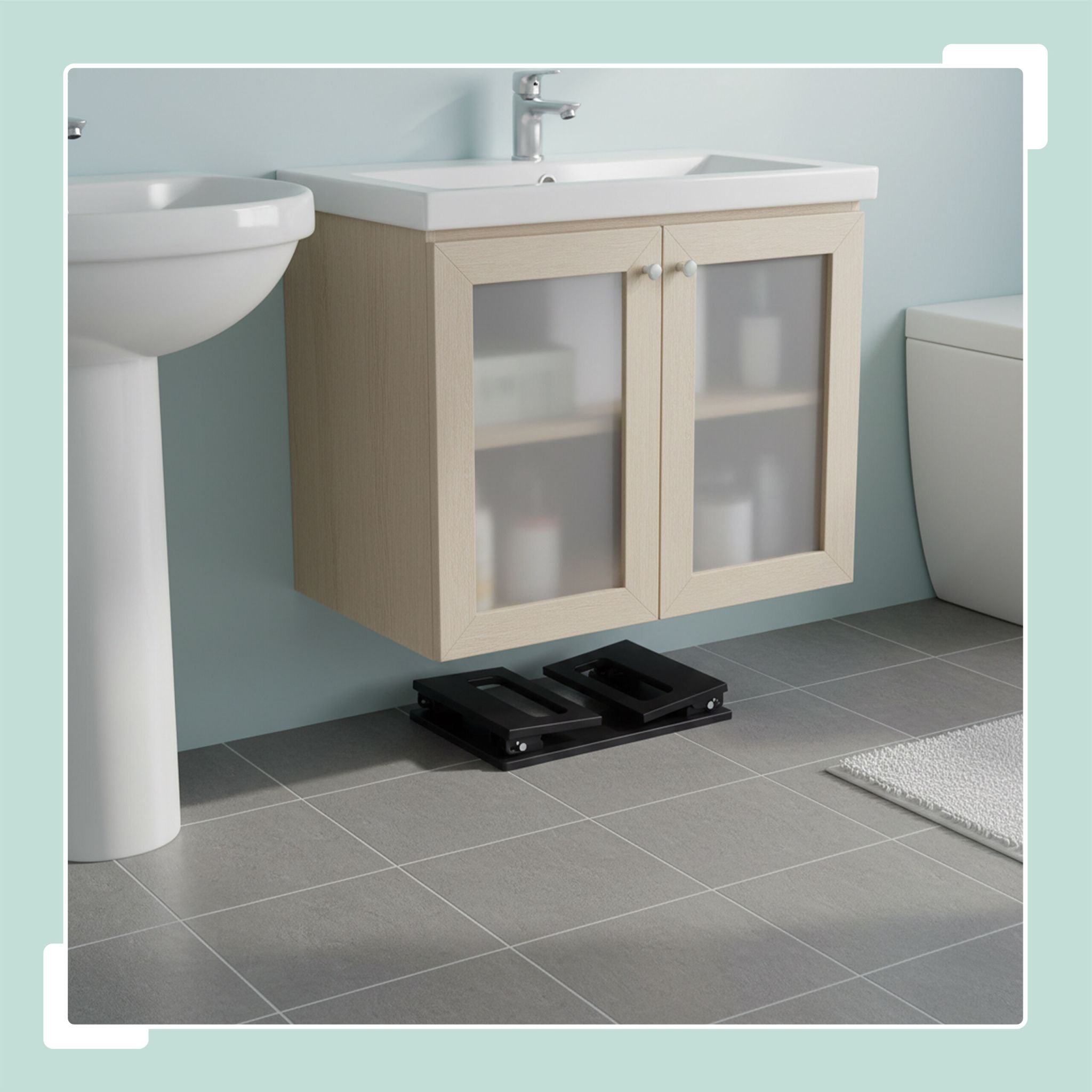 Klappbarer Toilettenhocker Bambus Schwarz von Relaxdays
