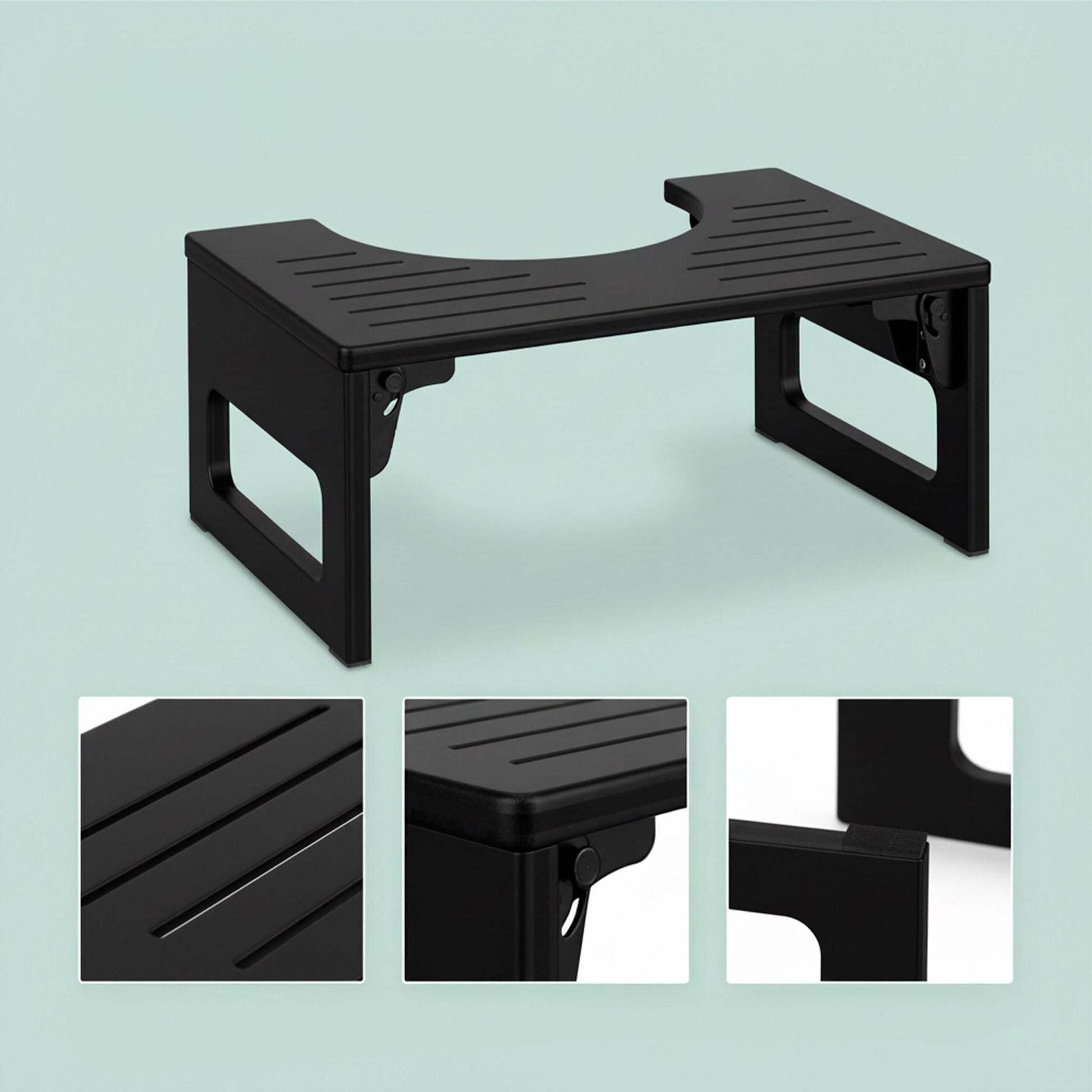 Klappbarer Toilettenhocker Bambus Schwarz von Relaxdays