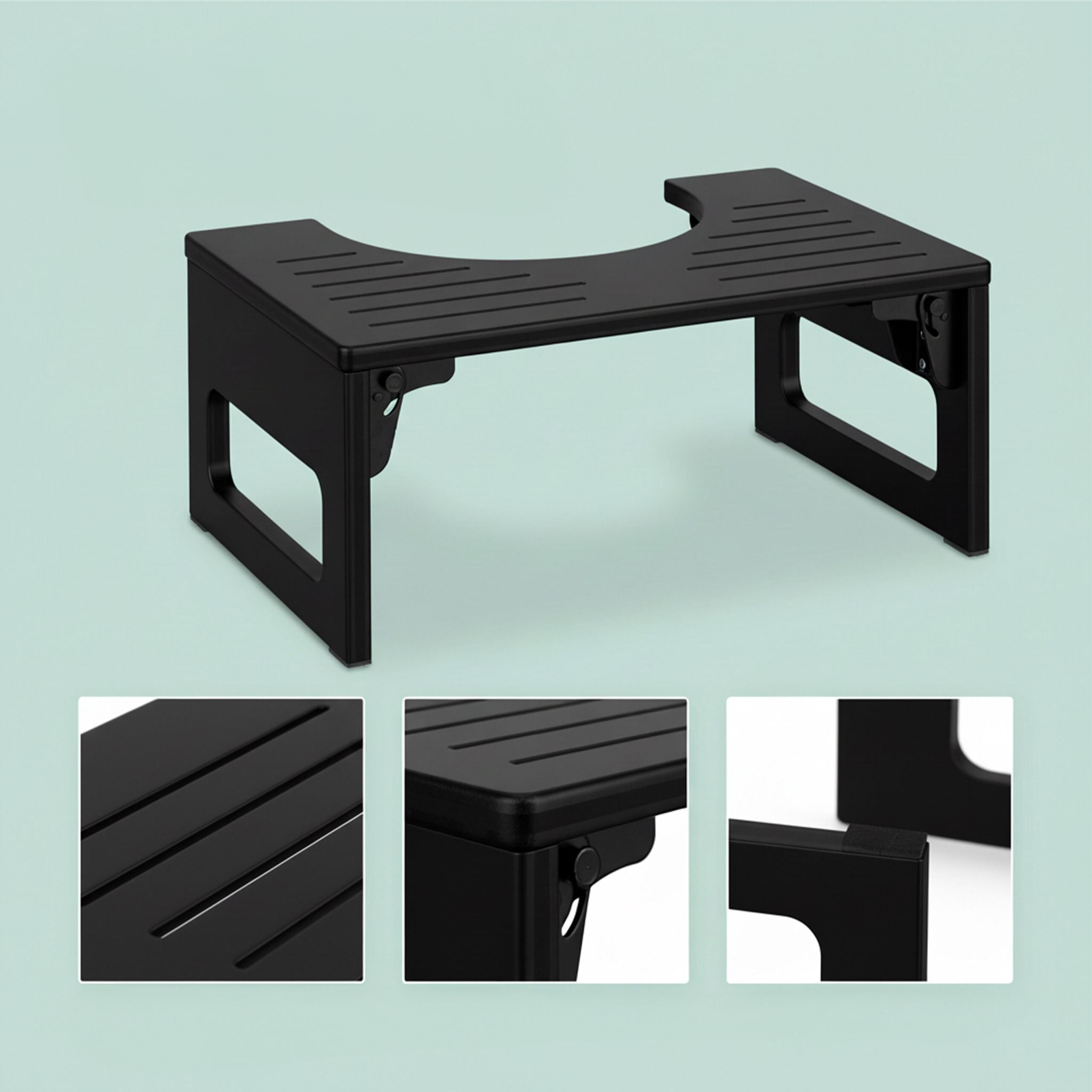 Klappbarer Toilettenhocker Bambus Schwarz von Relaxdays