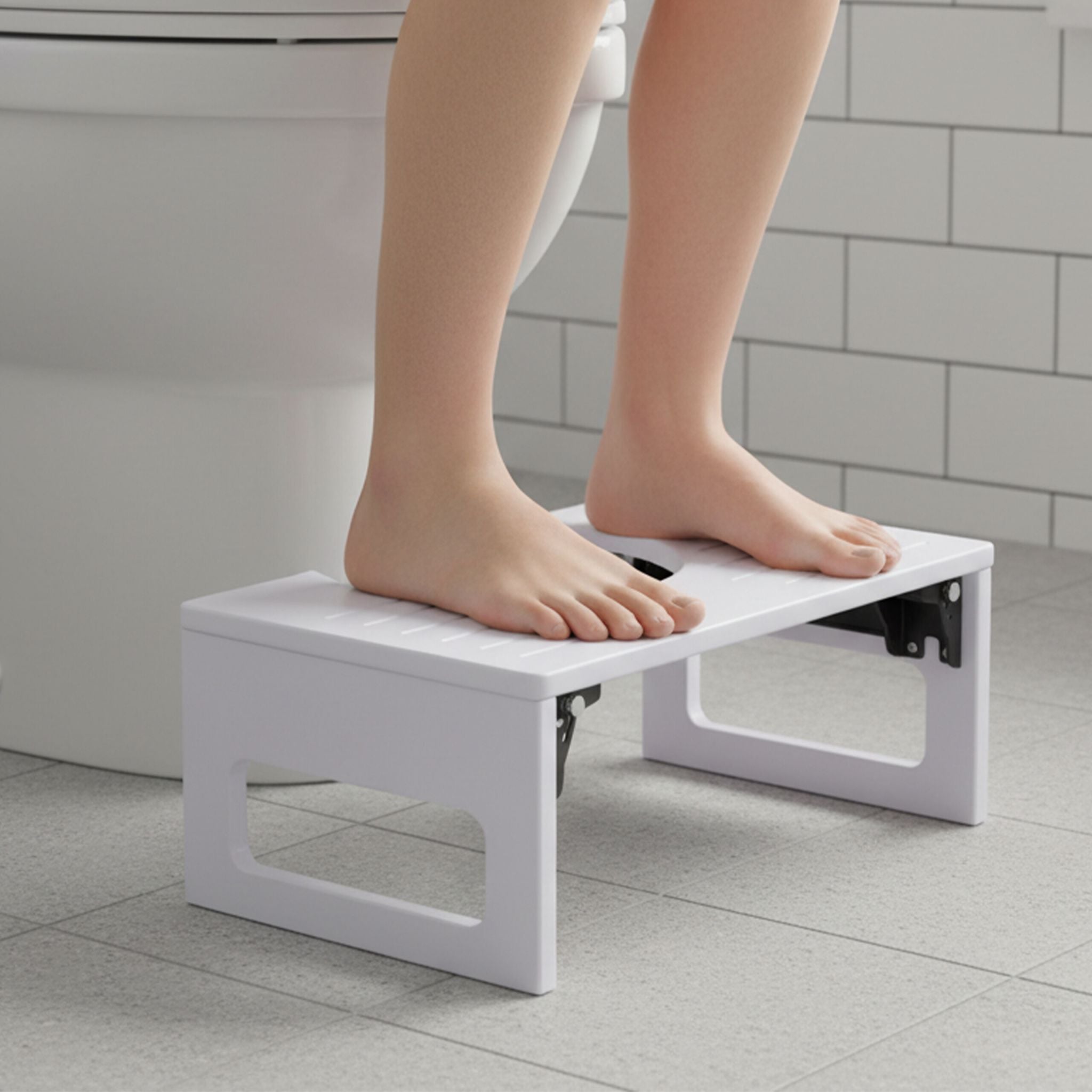 Klappbarer Toilettenhocker Bambus Weiss von Relaxdays