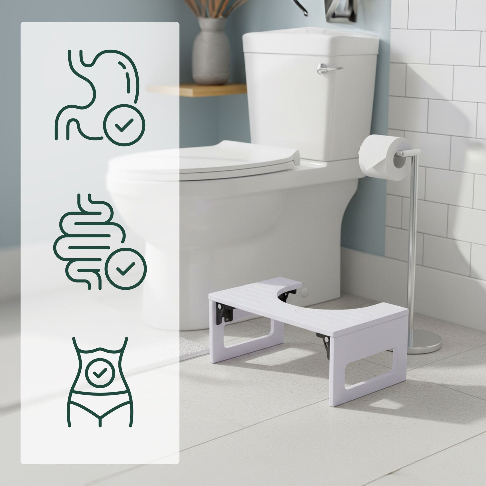Klappbarer Toilettenhocker Bambus Weiss von Relaxdays