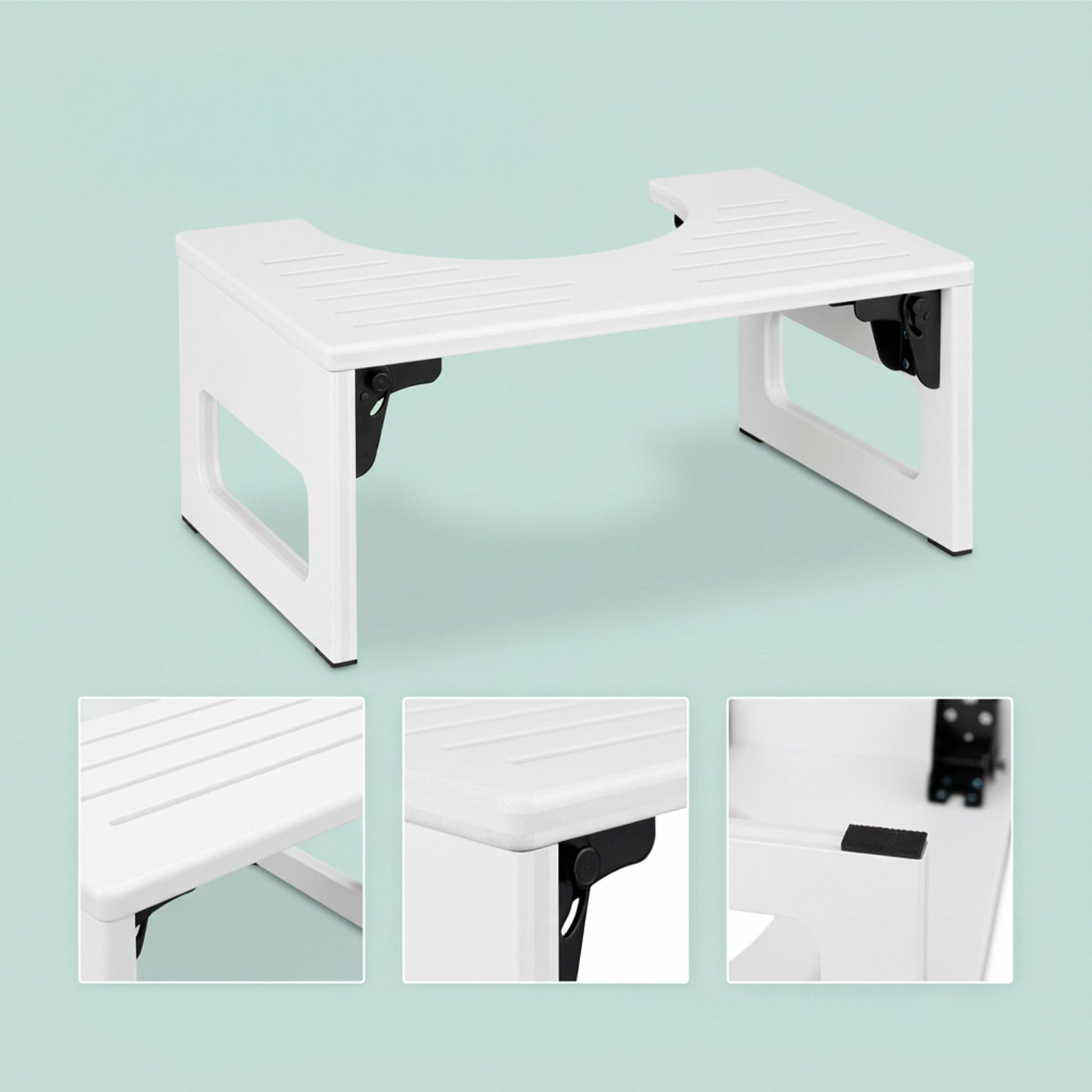 Klappbarer Toilettenhocker Bambus Weiss von Relaxdays
