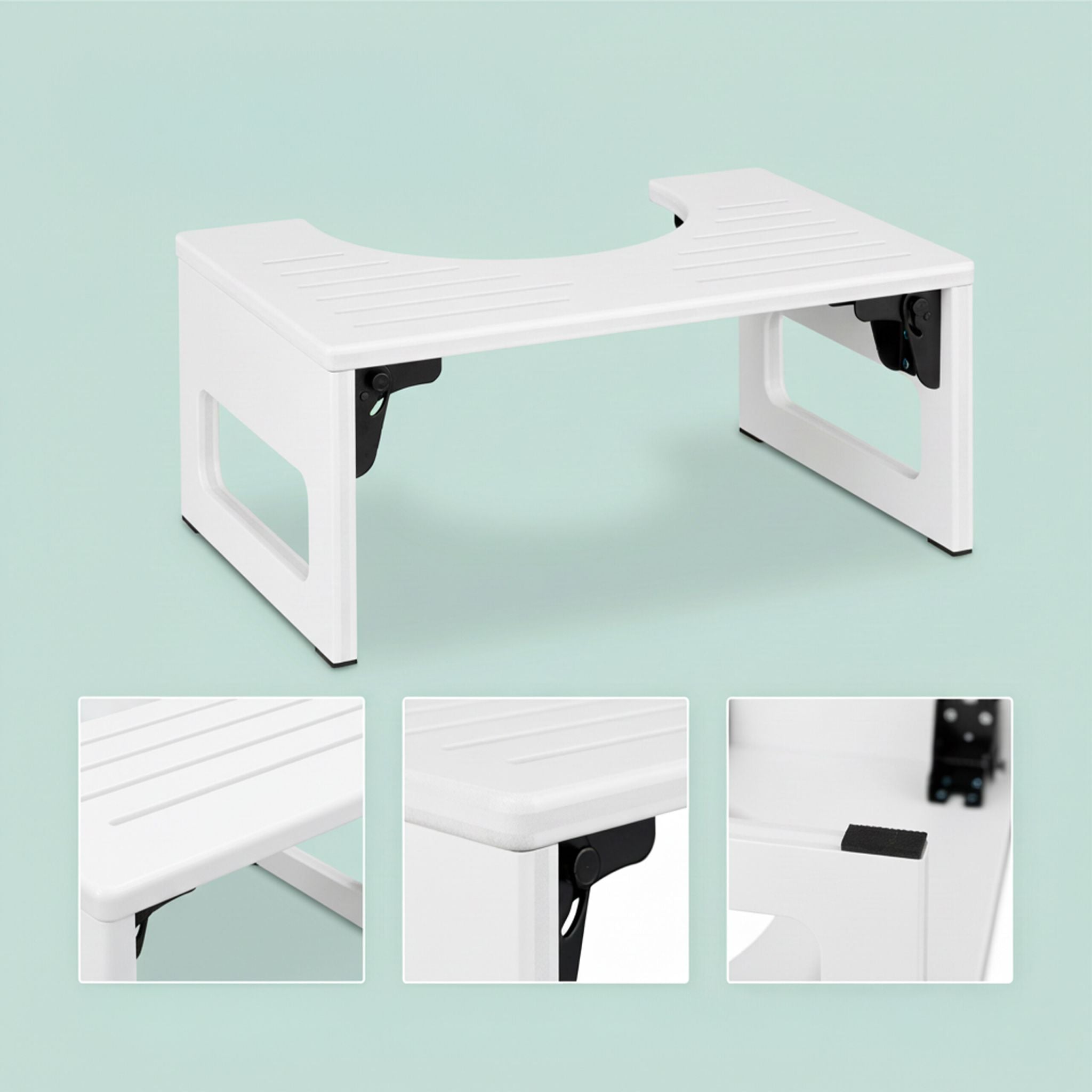 Klappbarer Toilettenhocker Bambus Weiss von Relaxdays