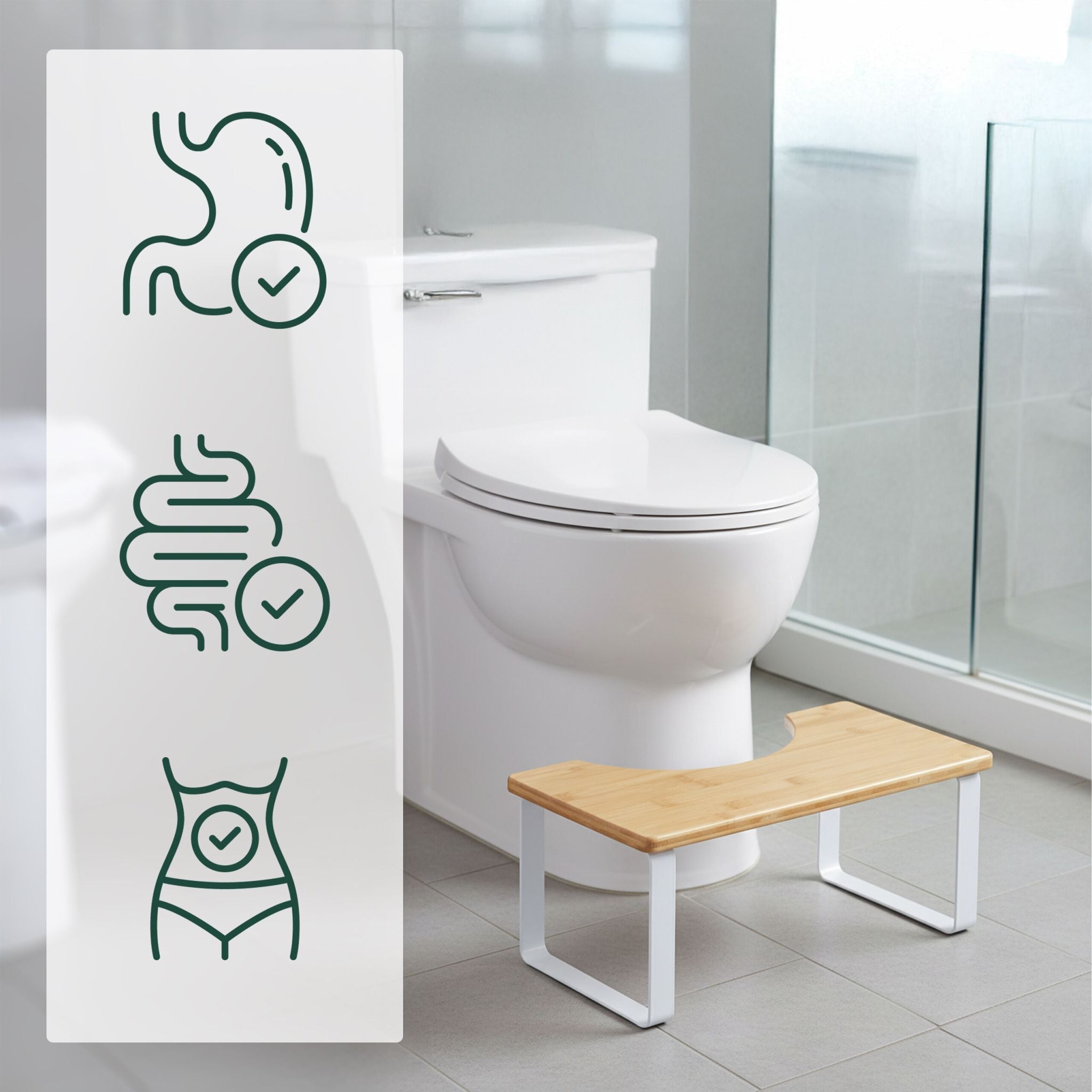Toilettenhocker Bambus & Metall Weiss-Hellbraun von Relaxdays