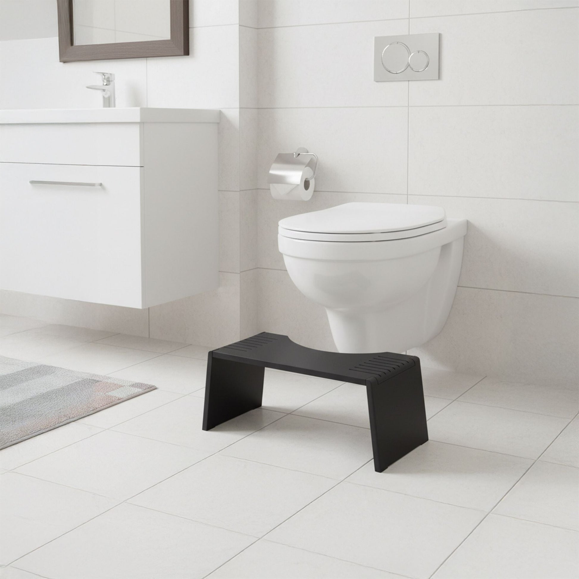 Klappbarer Toilettenhocker Bambus Schwarz von Relaxdays