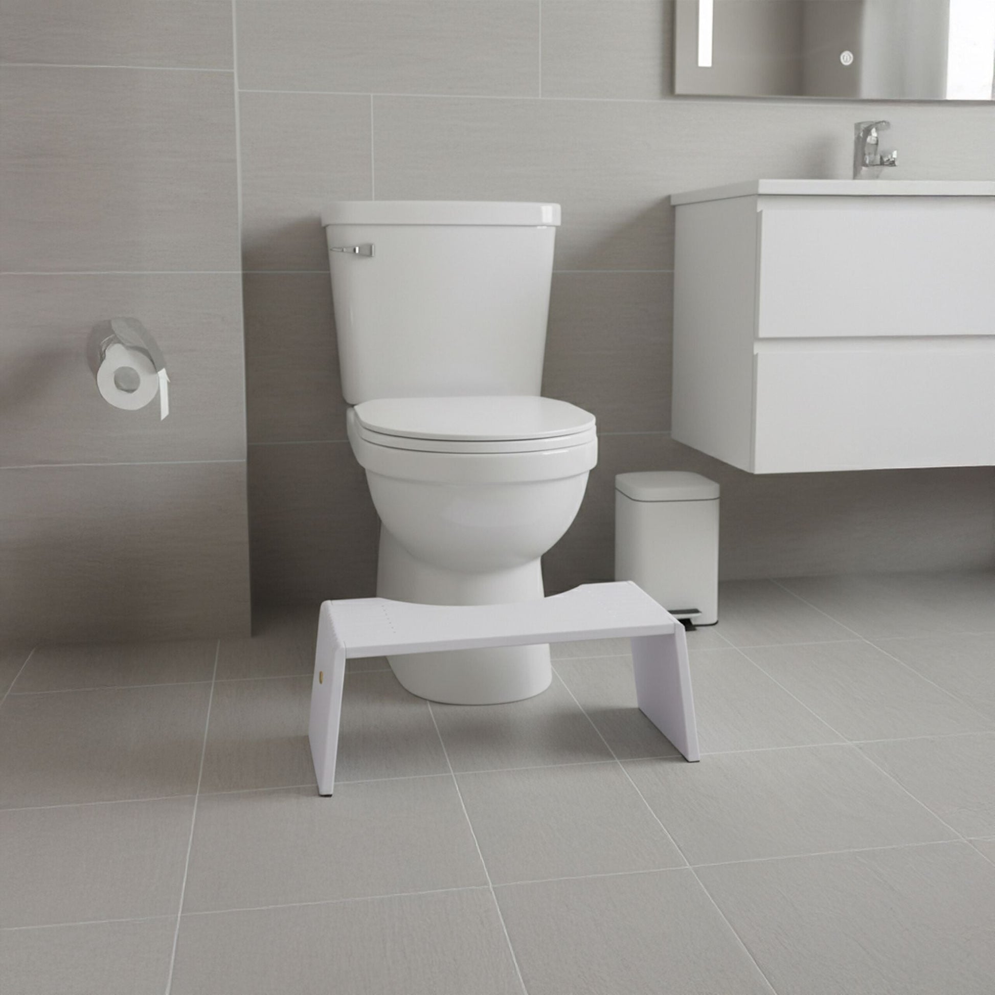 Klappbarer Toilettenhocker Bambus Weiss von Relaxdays
