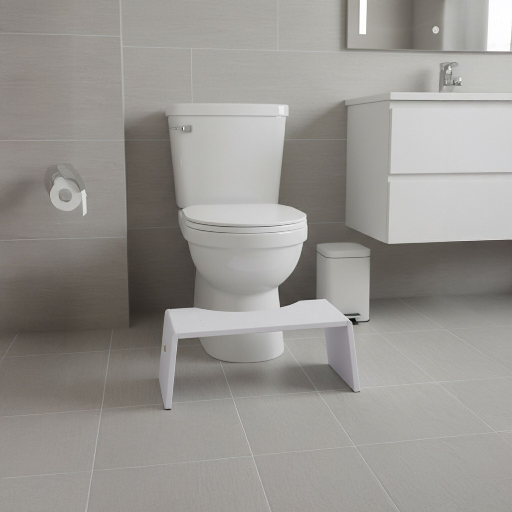 Klappbarer Toilettenhocker Bambus Weiss von Relaxdays