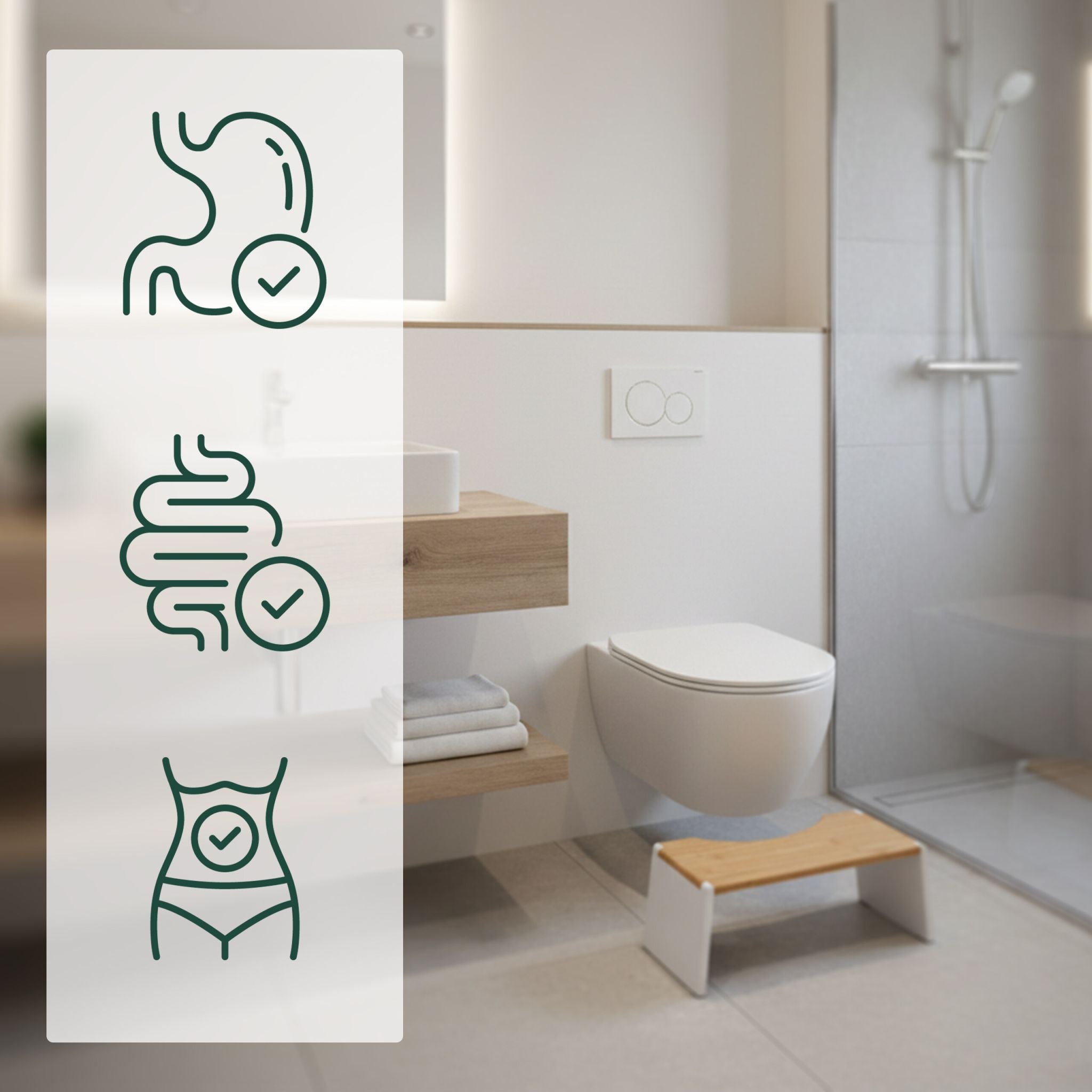 Klappbarer Toilettenhocker Bambus Weiss-Hellbraun von Relaxdays
