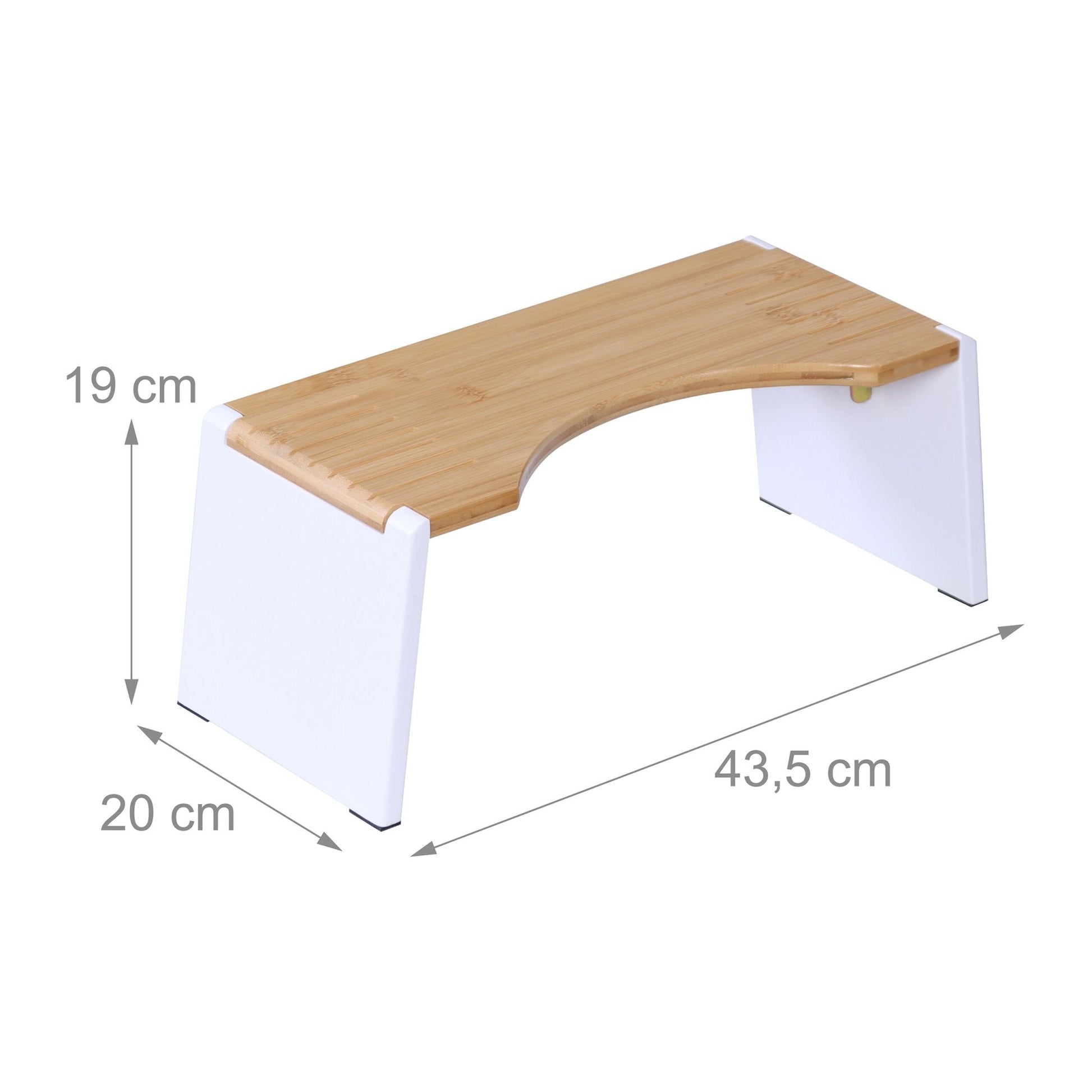 Klappbarer Toilettenhocker Bambus Weiss-Hellbraun von Relaxdays