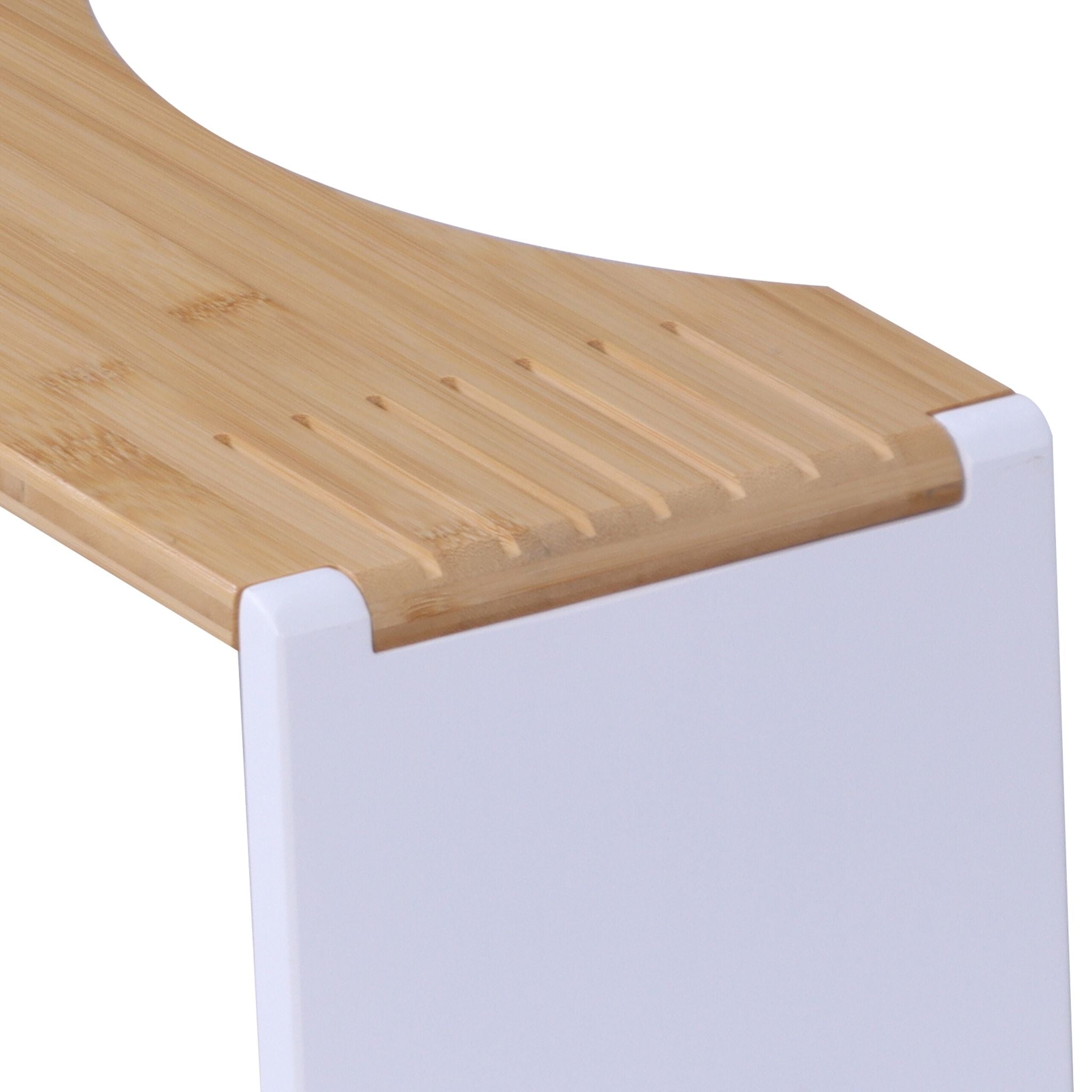 Klappbarer Toilettenhocker Bambus Weiss-Hellbraun von Relaxdays