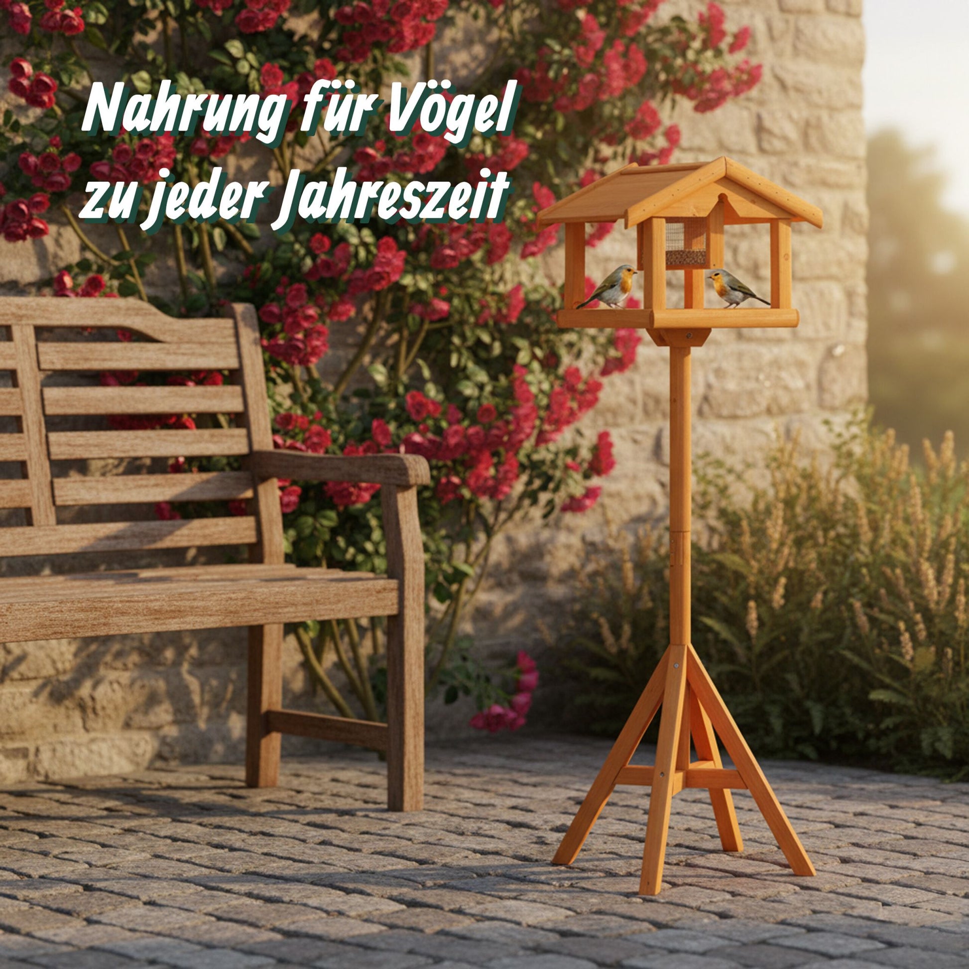 Vogelfutterhaus mit Ständer Orange von Relaxdays
