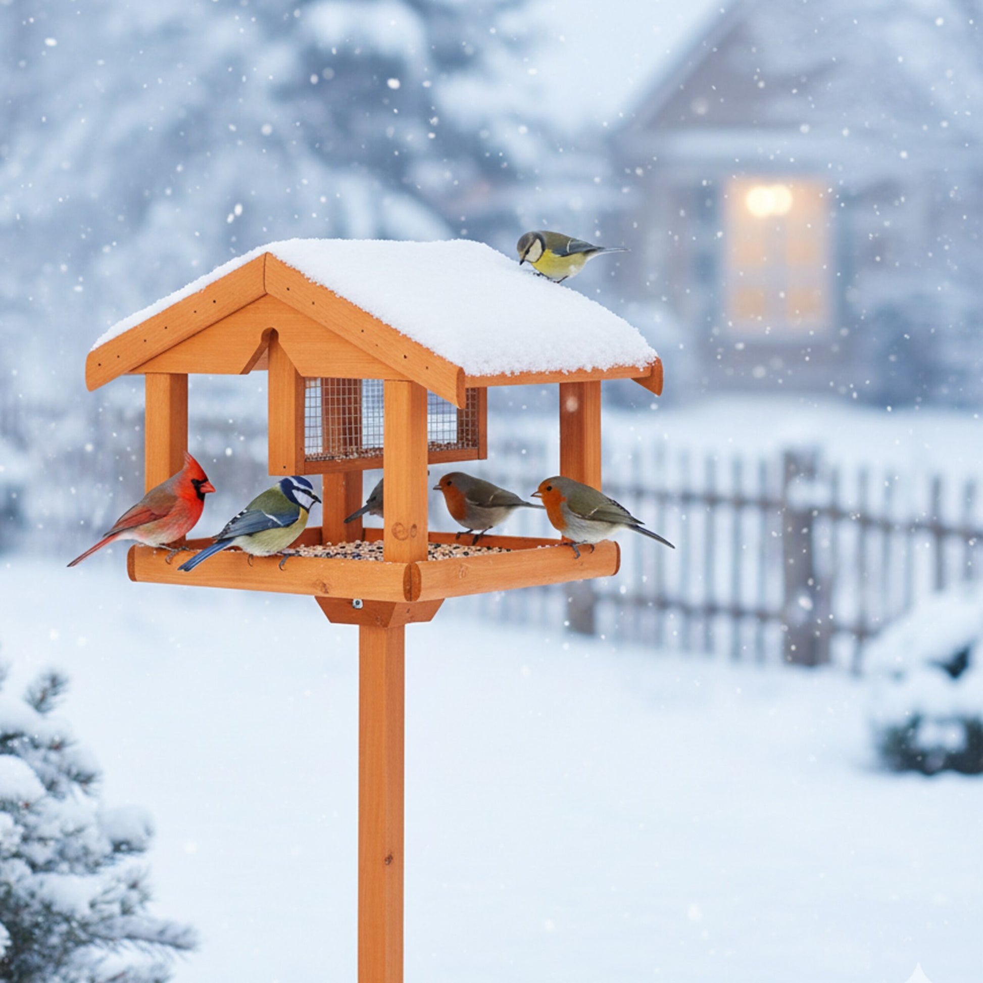 Vogelfutterhaus mit Ständer Orange von Relaxdays