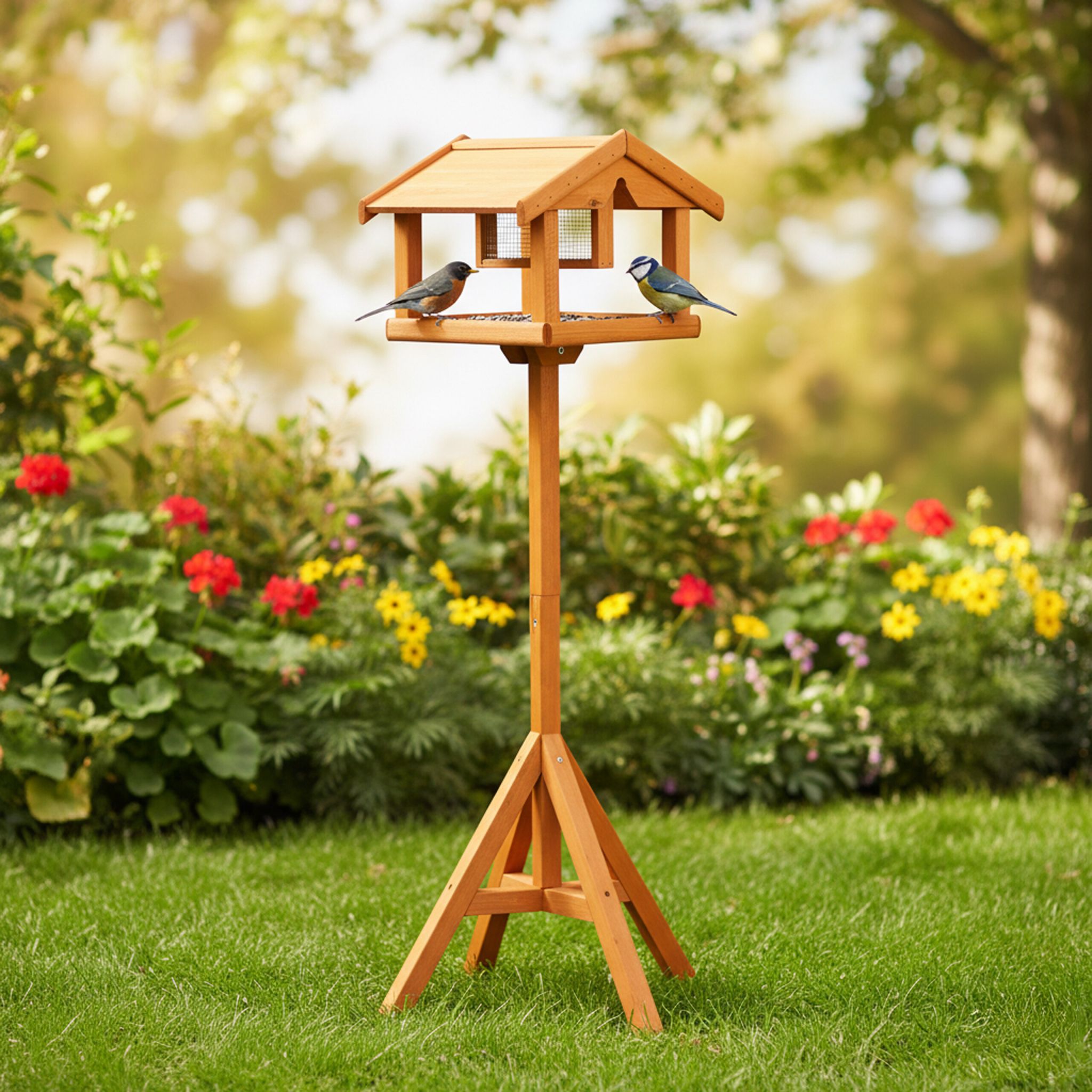 Vogelfutterhaus mit Ständer Orange von Relaxdays