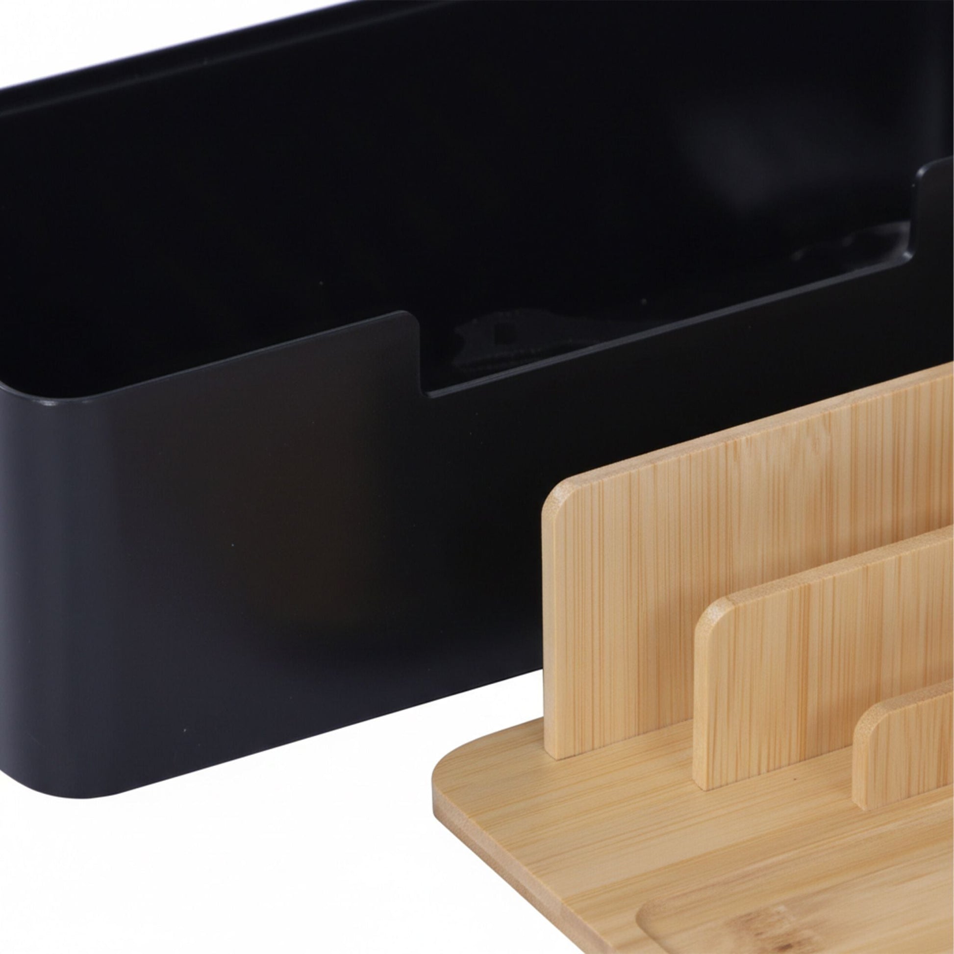 Kabelbox mit Handyhalter Hellbraun-Schwarz von Relaxdays