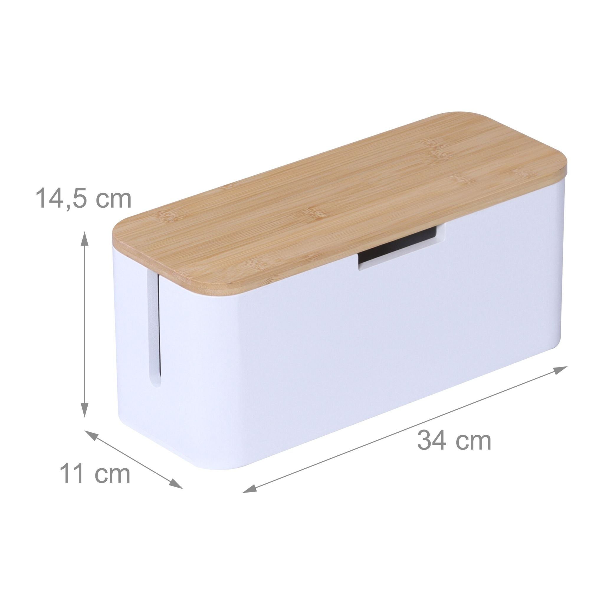 Kabelbox Bambus Weiss-Hellbraun von Relaxdays