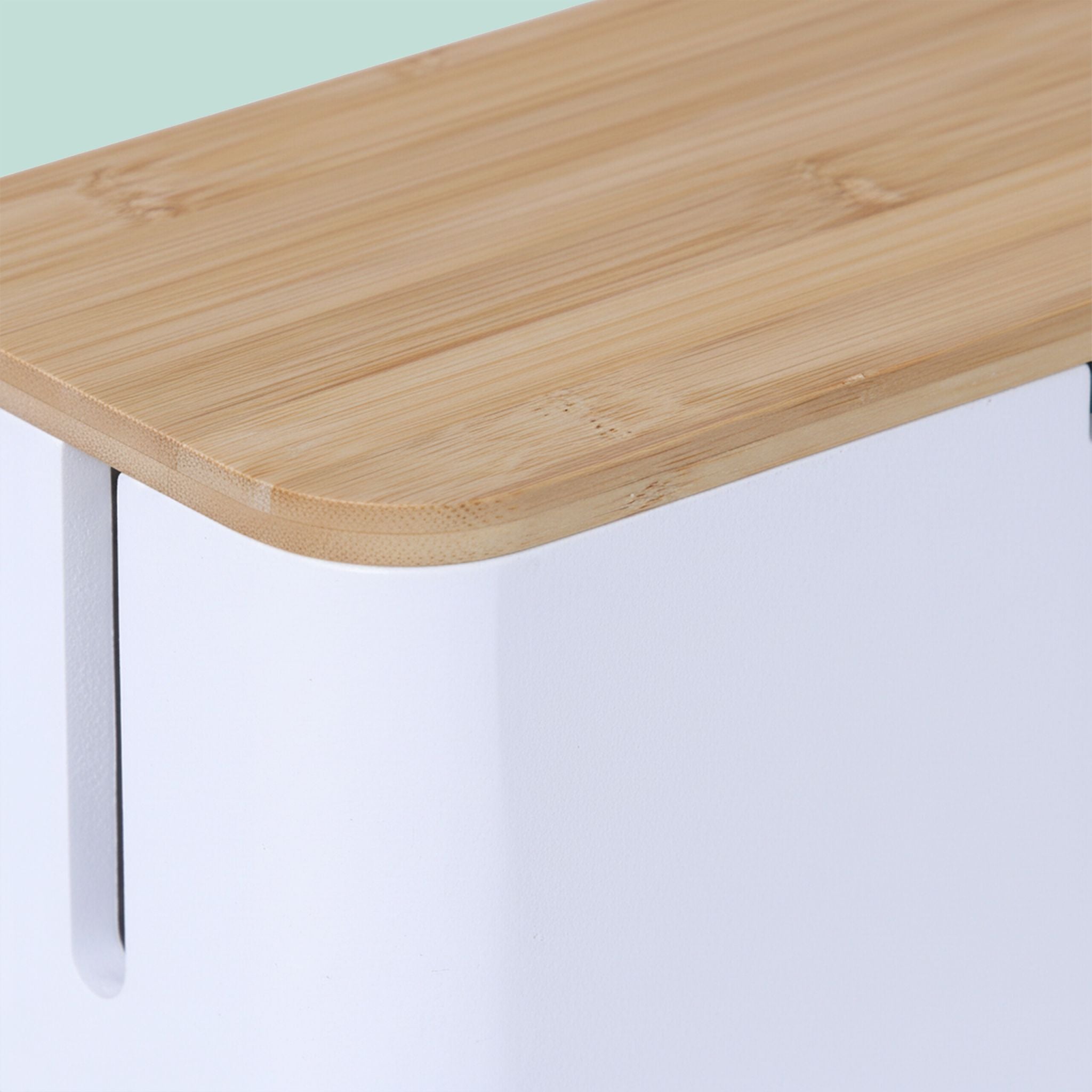 Kabelbox Bambus Weiss-Hellbraun von Relaxdays