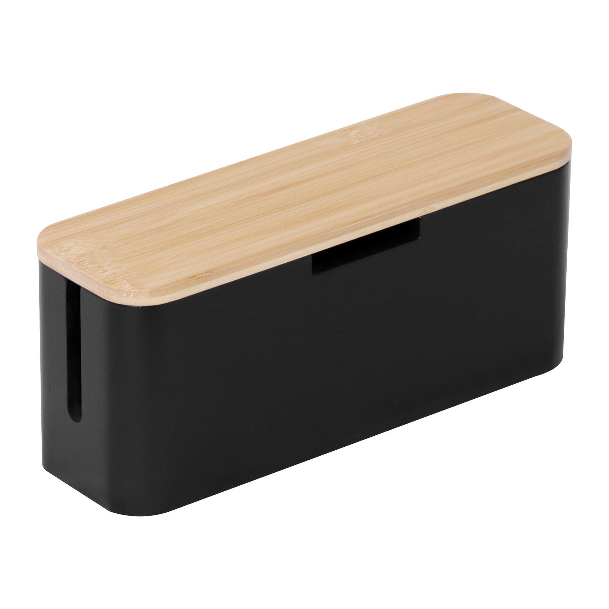 Kabelbox Bambus Hellbraun-Schwarz von Relaxdays