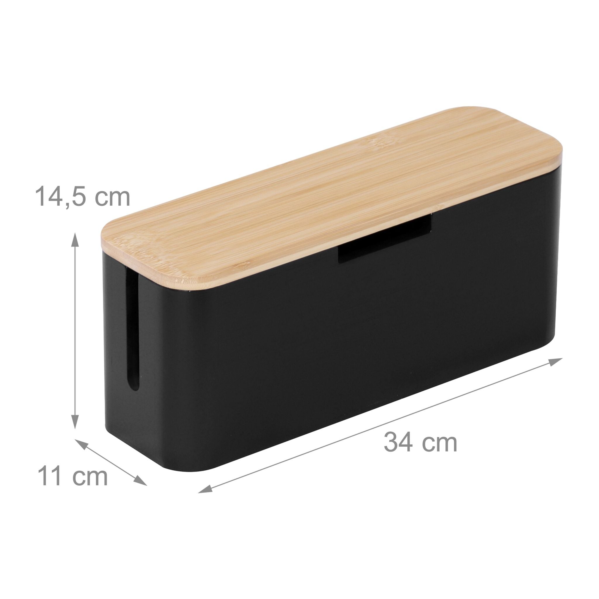 Kabelbox Bambus Hellbraun-Schwarz von Relaxdays