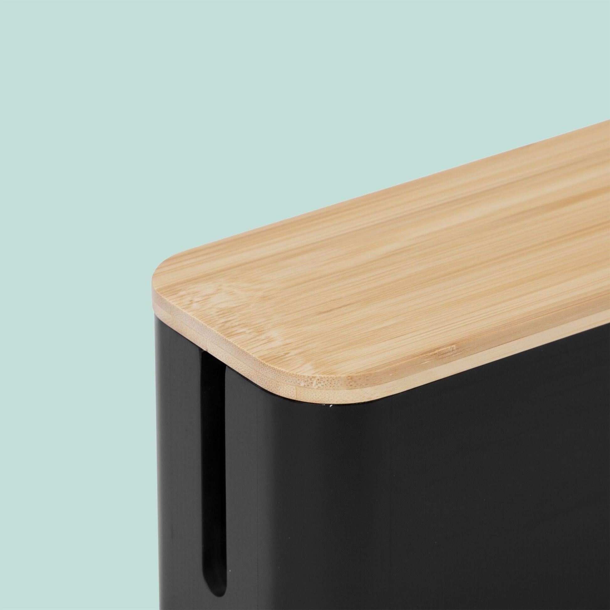 Kabelbox Bambus Hellbraun-Schwarz von Relaxdays