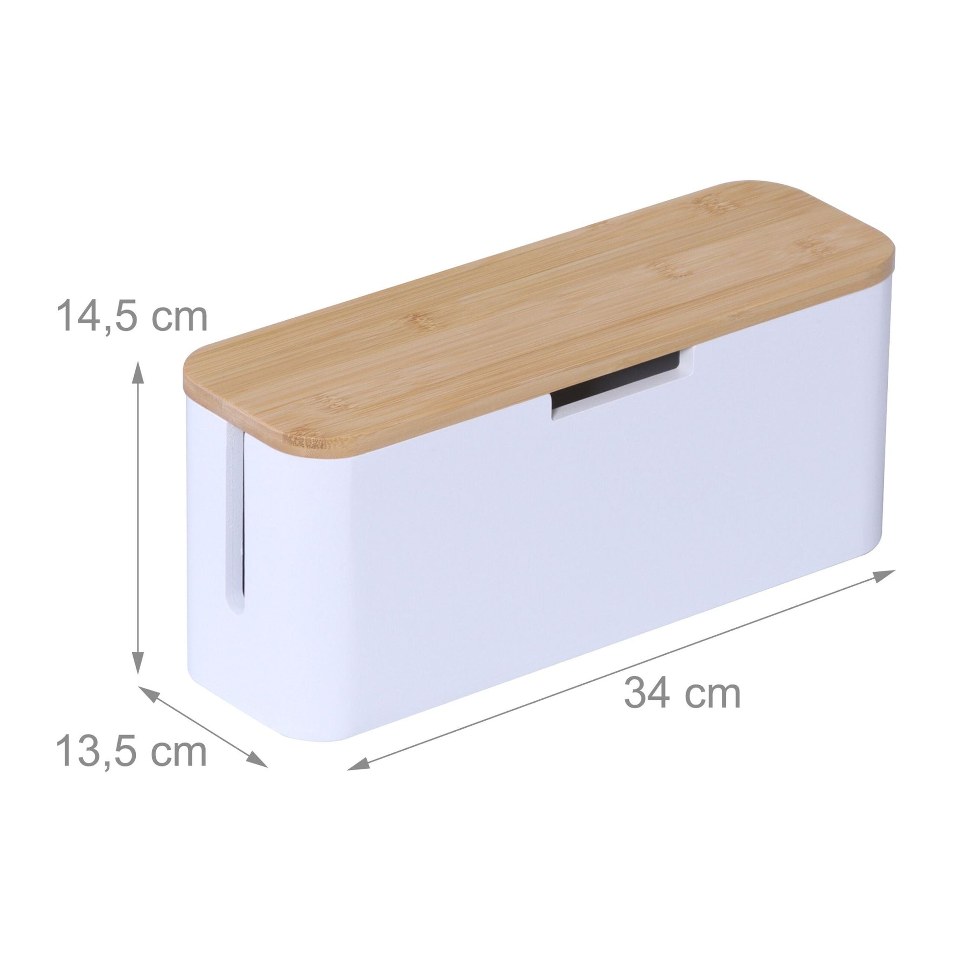Kabelbox Bambus Weiss-Hellbraun von Relaxdays