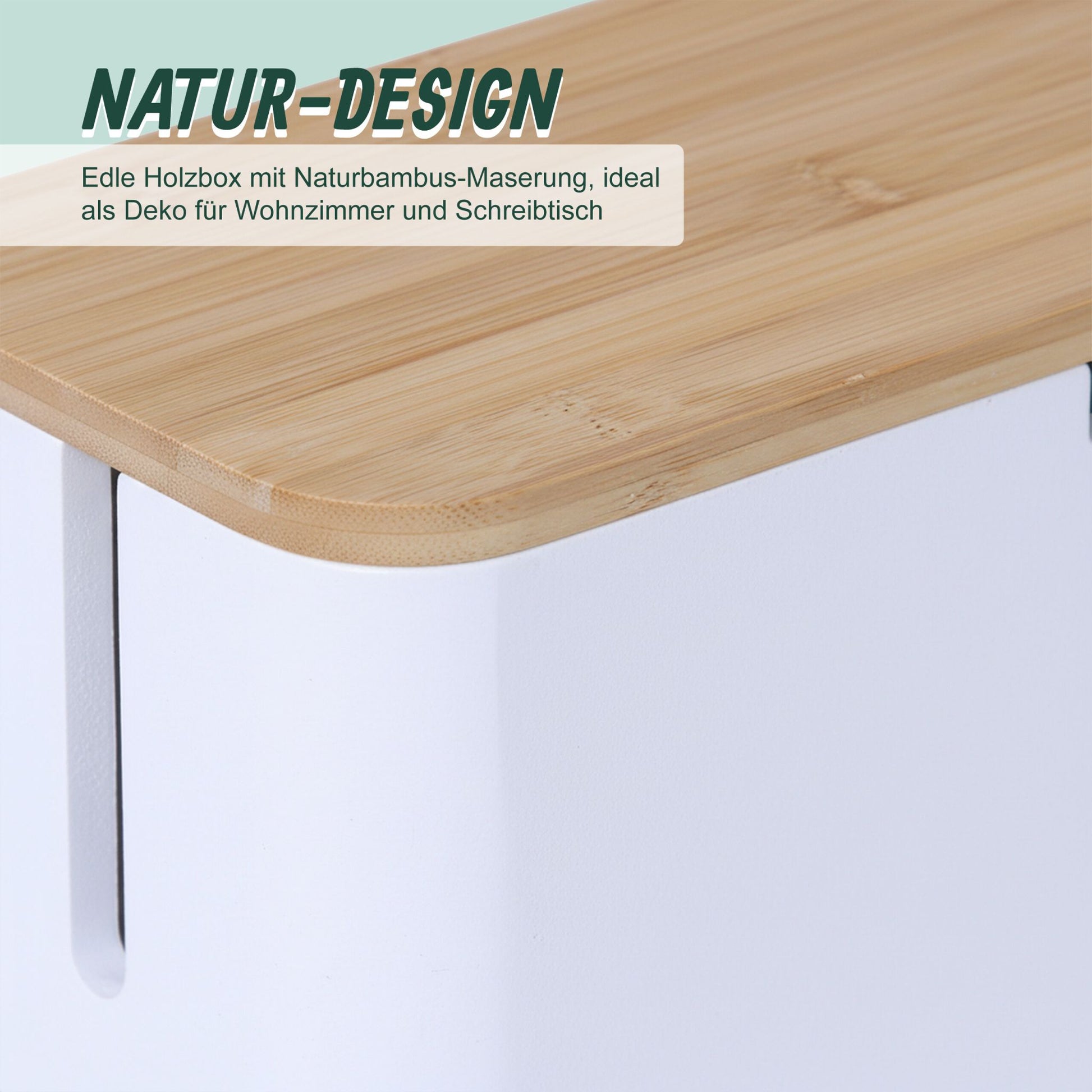 Kabelbox Bambus Weiss-Hellbraun von Relaxdays