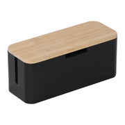 Kabelbox Bambus Hellbraun-Schwarz von Relaxdays