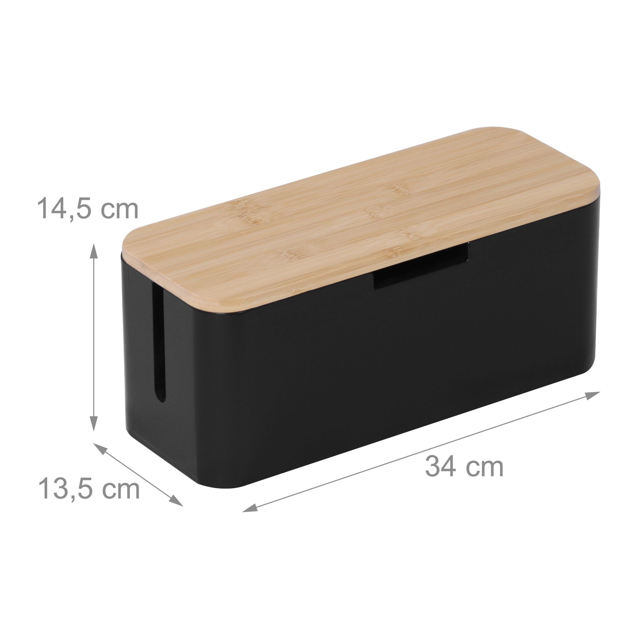 Kabelbox Bambus Hellbraun-Schwarz von Relaxdays