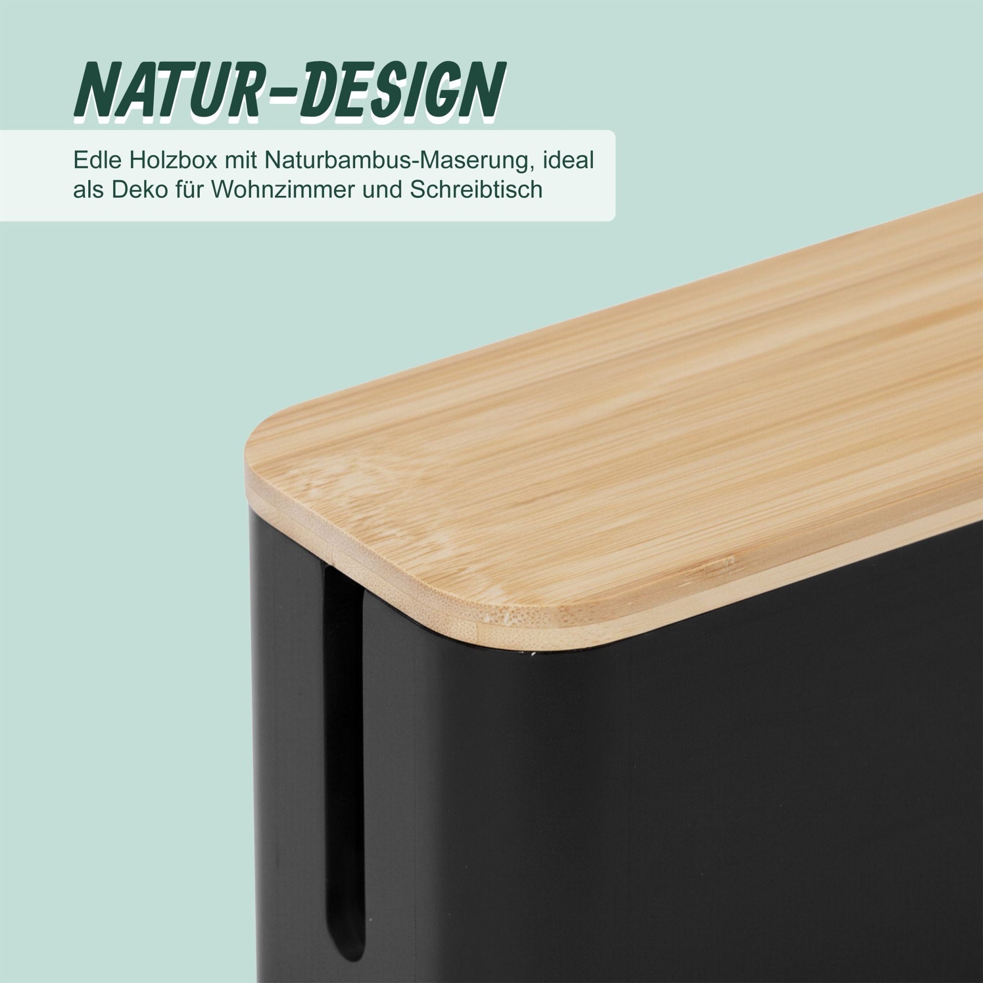 Kabelbox Bambus Hellbraun-Schwarz von Relaxdays