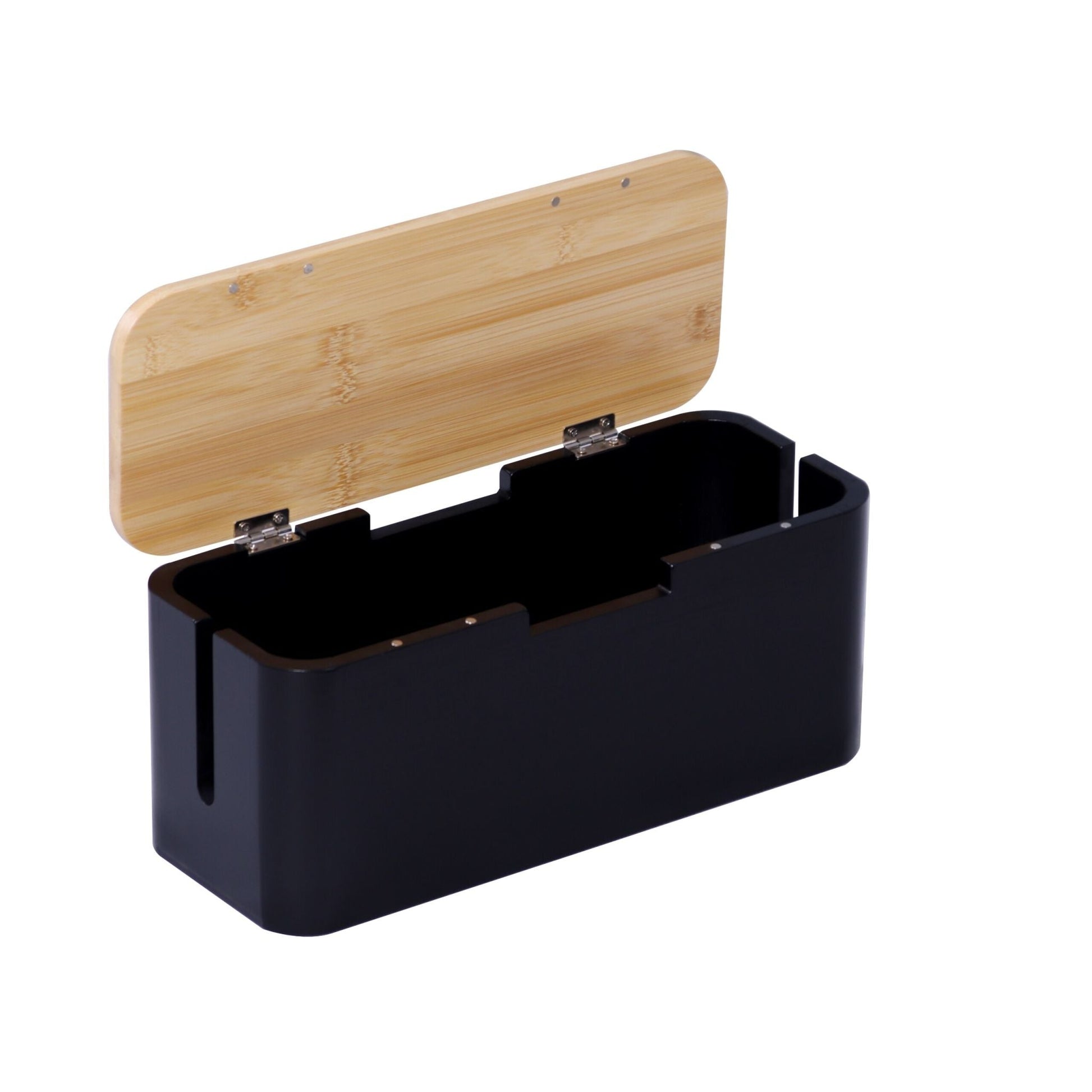 Kabelbox Bambus Hellbraun-Schwarz von Relaxdays