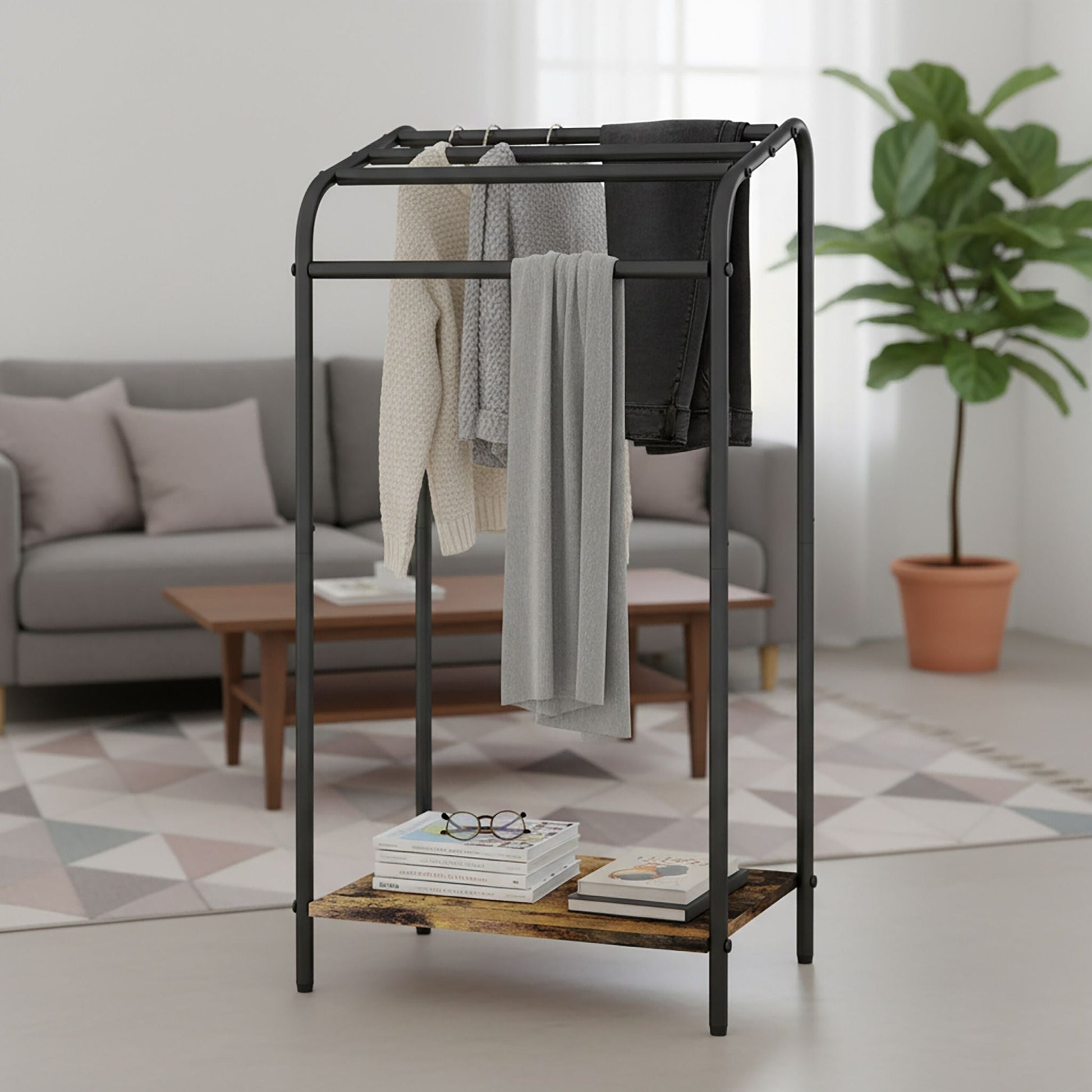 Industrial Handtuchständer mit Ablage Dunkelbraun-Schwarz von Relaxdays