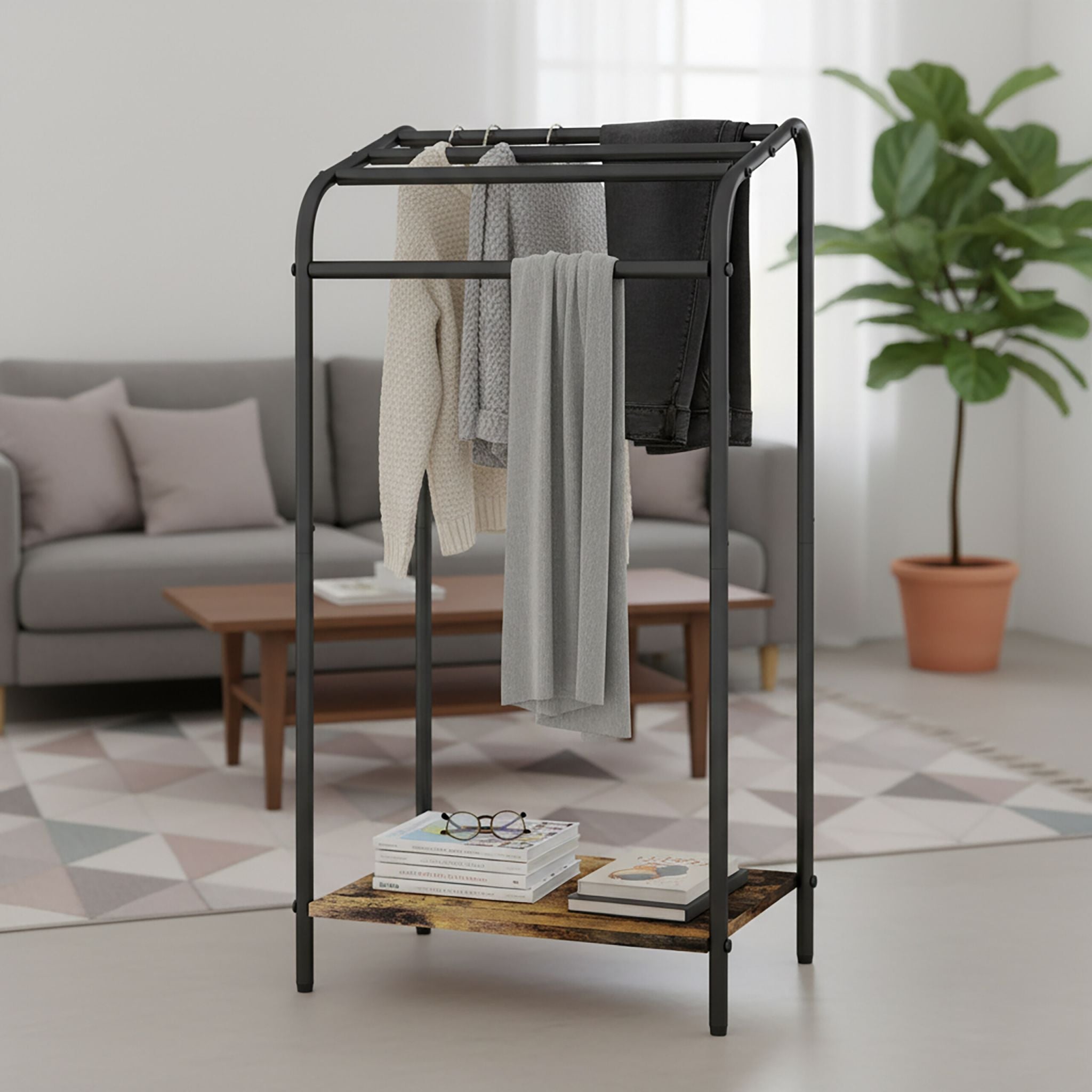 Industrial Handtuchständer mit Ablage Dunkelbraun-Schwarz von Relaxdays