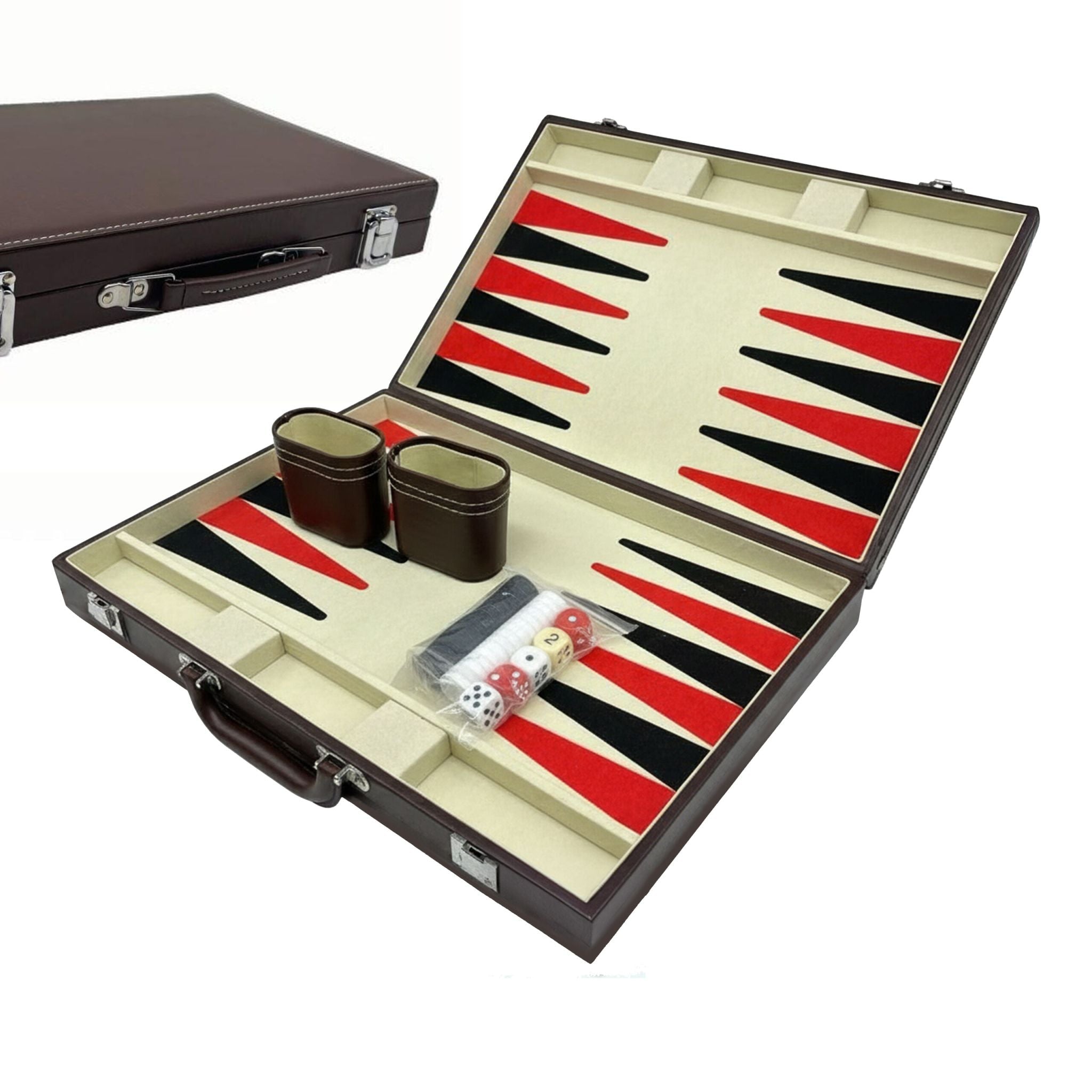 Backgammon Koffer Braun-Silber