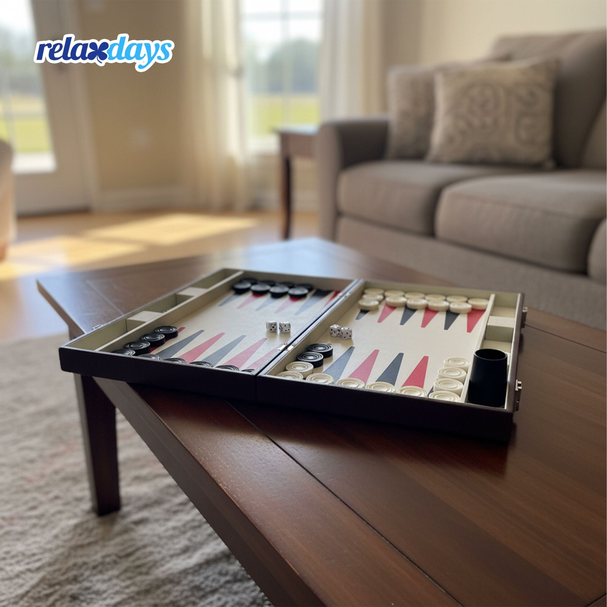 Backgammon Koffer Braun-Silber