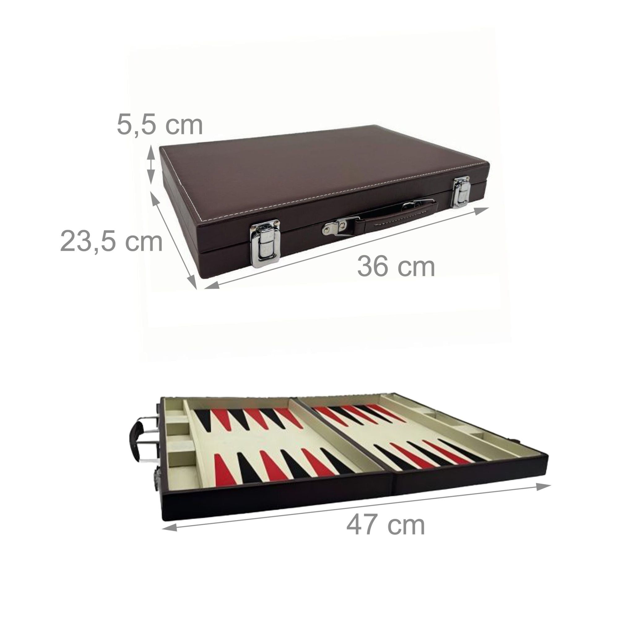 Backgammon Koffer Braun-Silber