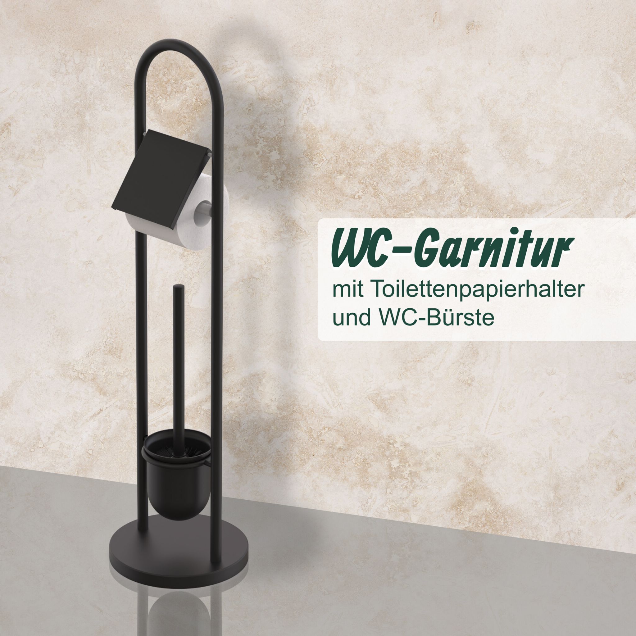 WC Garnitur Edelstahl Schwarz