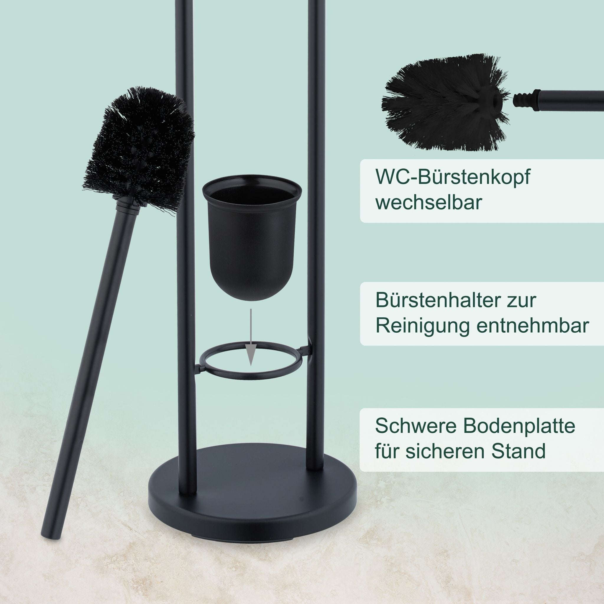 WC Garnitur Edelstahl Schwarz
