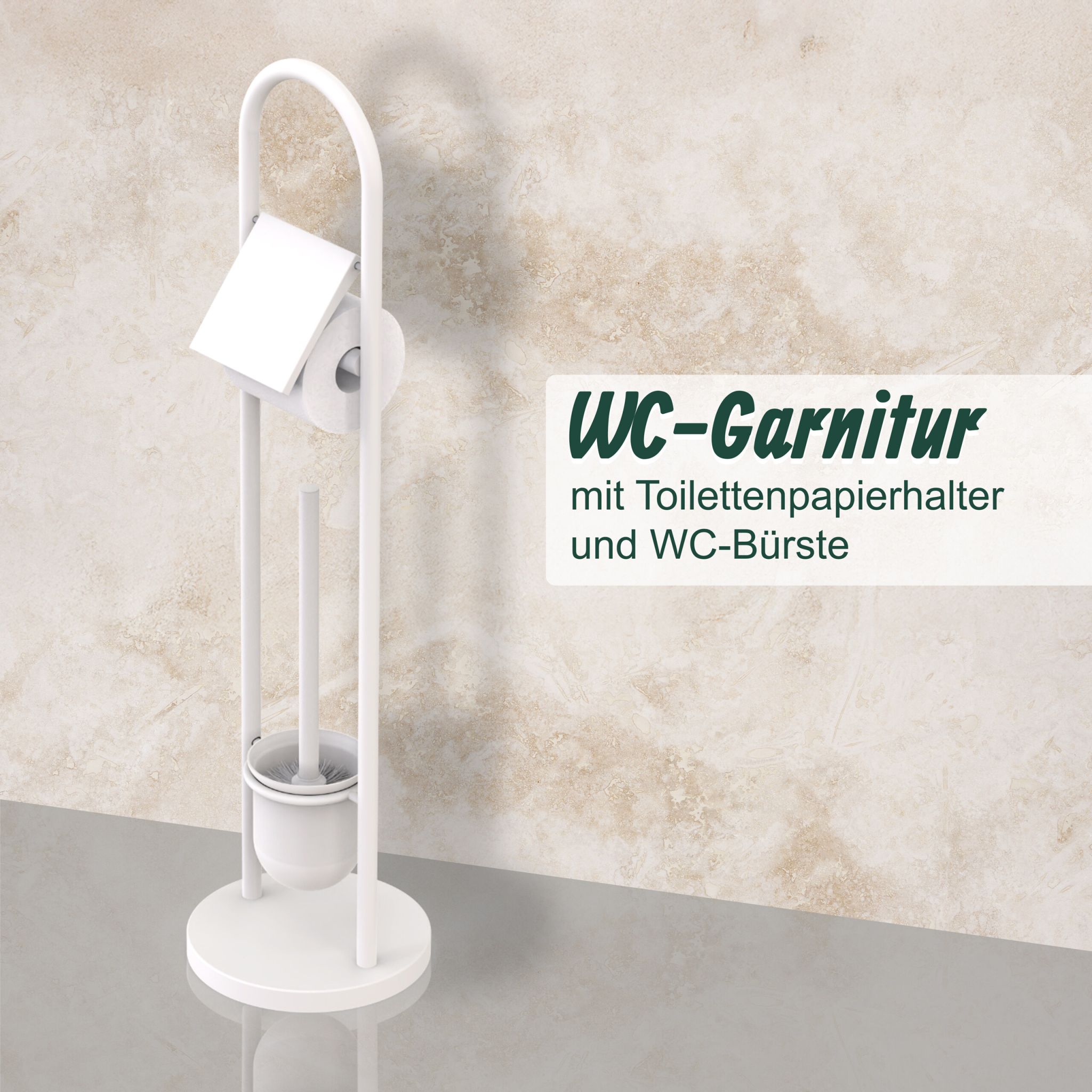 WC Garnitur Edelstahl Weiss