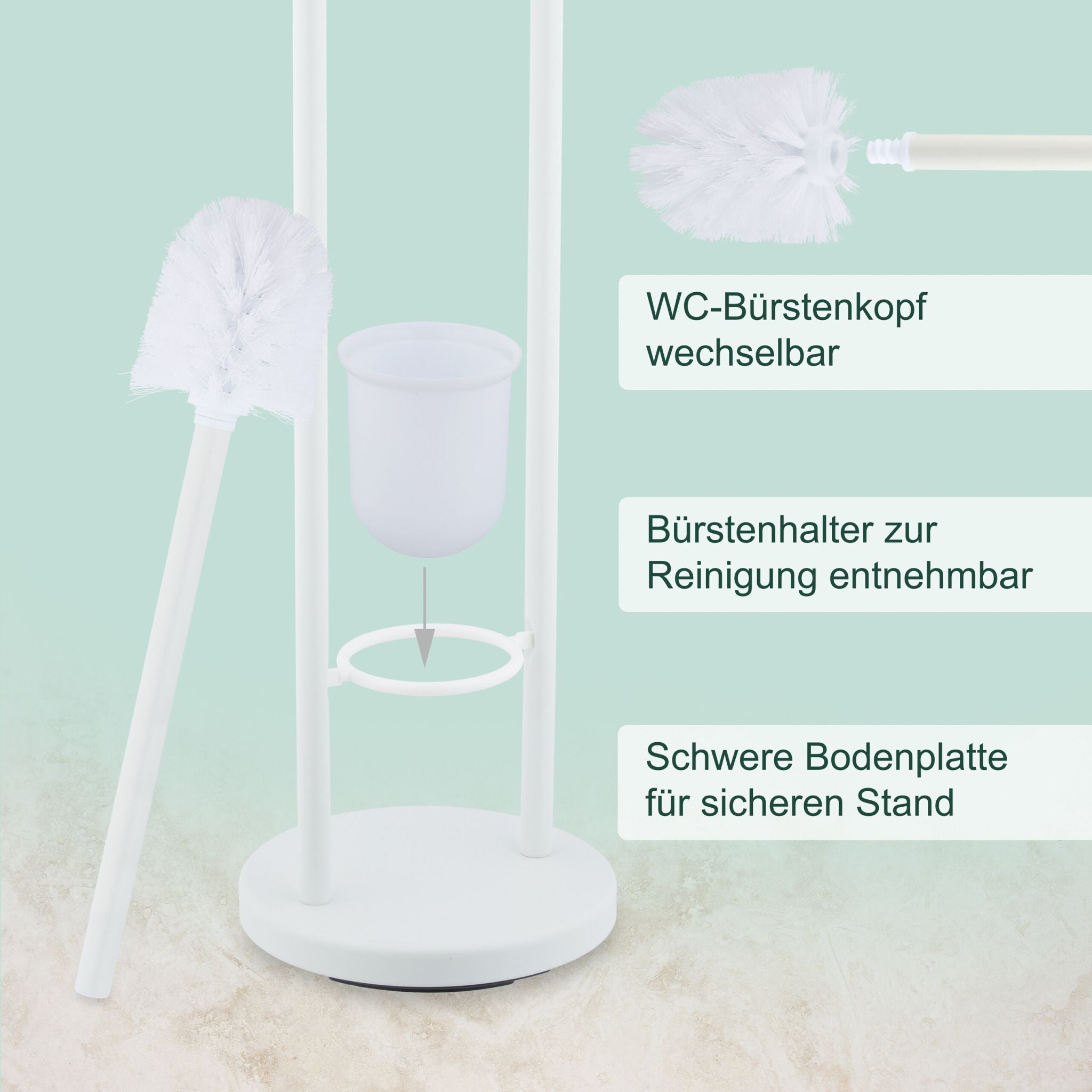 WC Garnitur Edelstahl Weiss