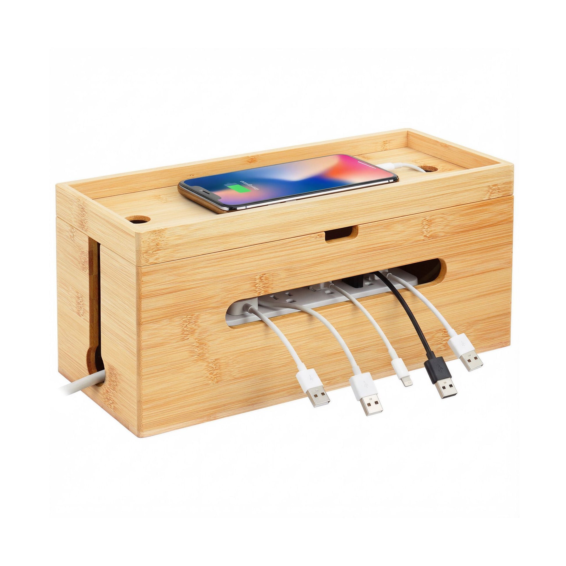Kabelbox Bambus Hellbraun von Relaxdays