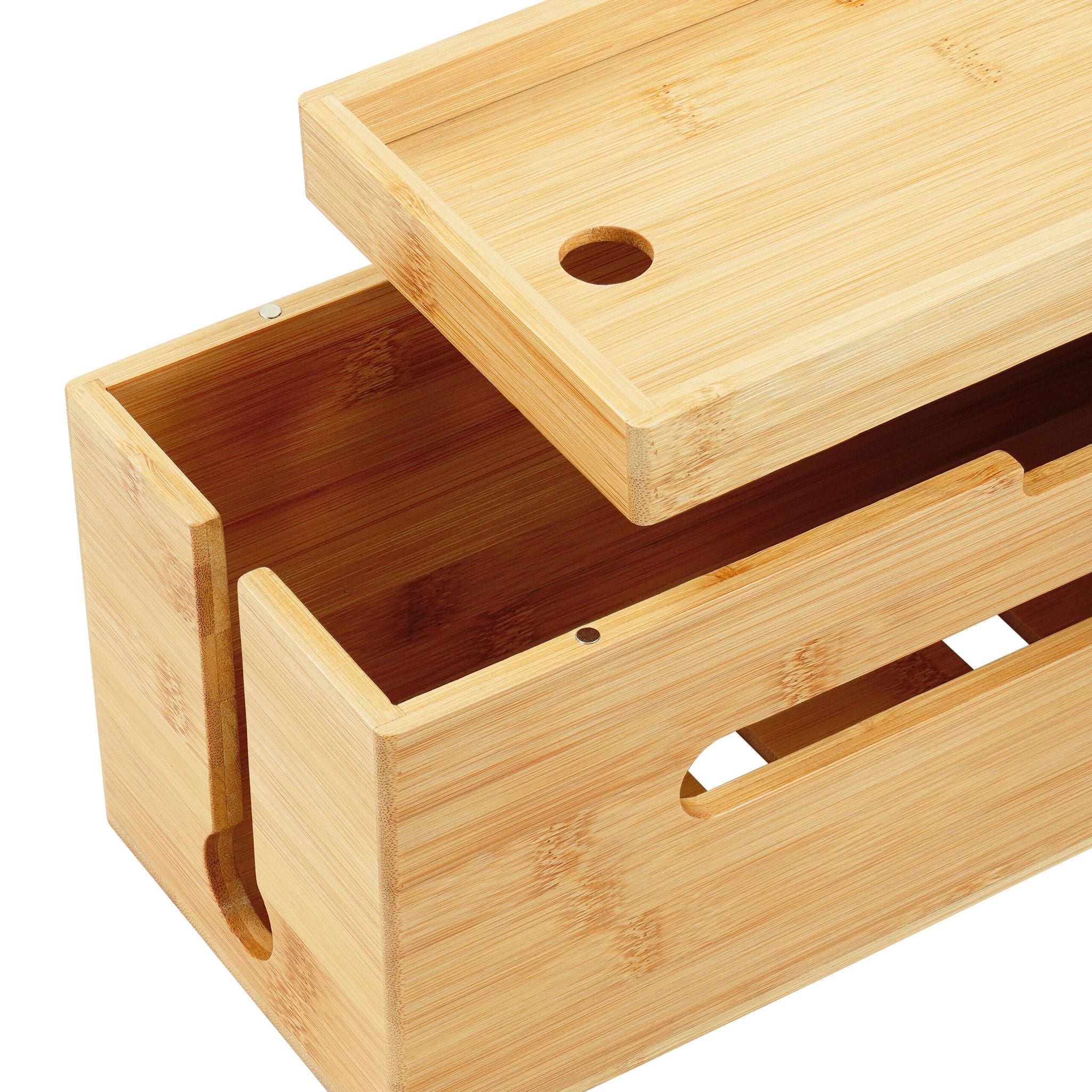 Kabelbox Bambus Hellbraun von Relaxdays