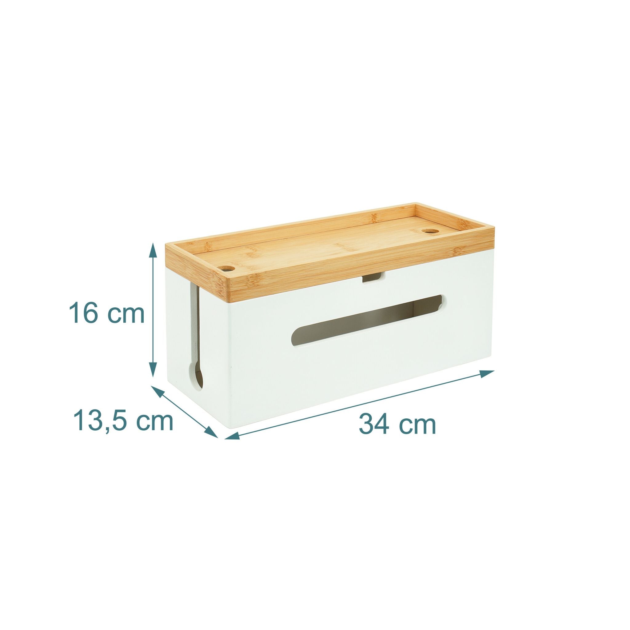 Kabelbox Bambus Weiss von Relaxdays