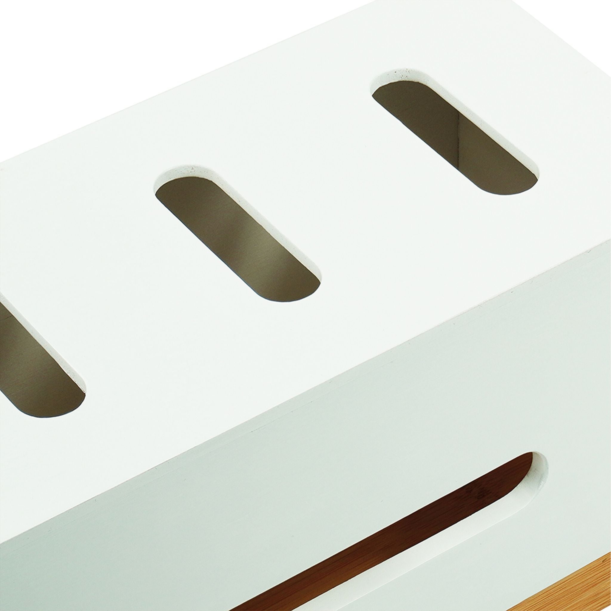 Kabelbox Bambus Weiss von Relaxdays