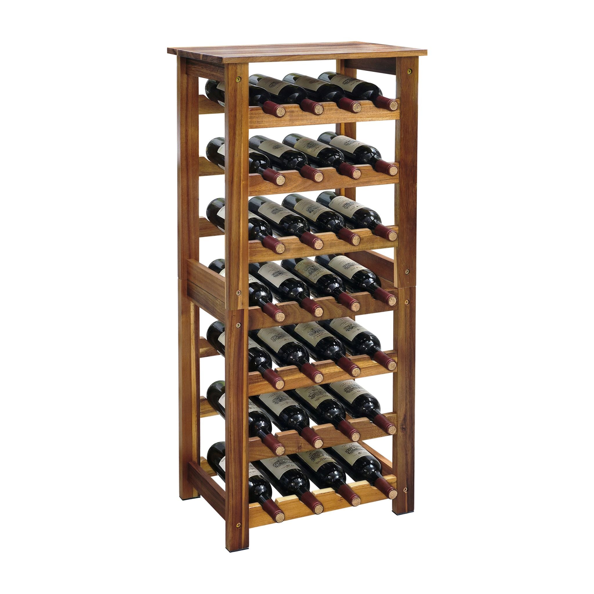Weinregal Akazienholz 28 Flaschen Braun von Relaxdays