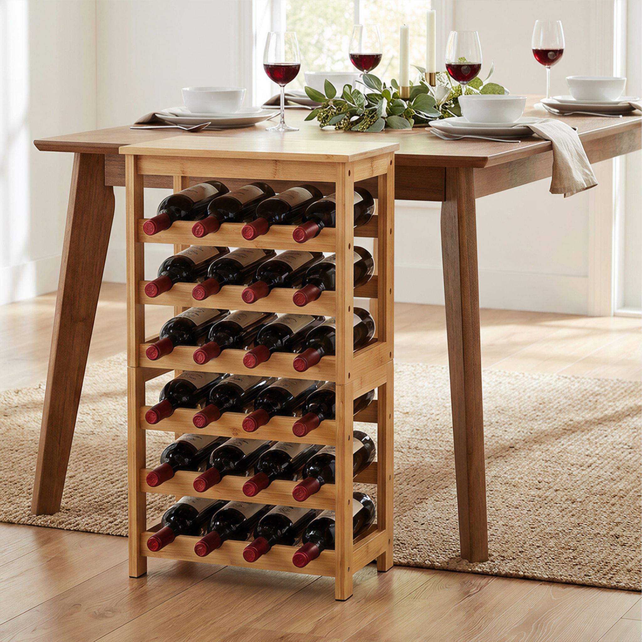 Weinregal Bambus 24 Flaschen Hellbraun von Relaxdays