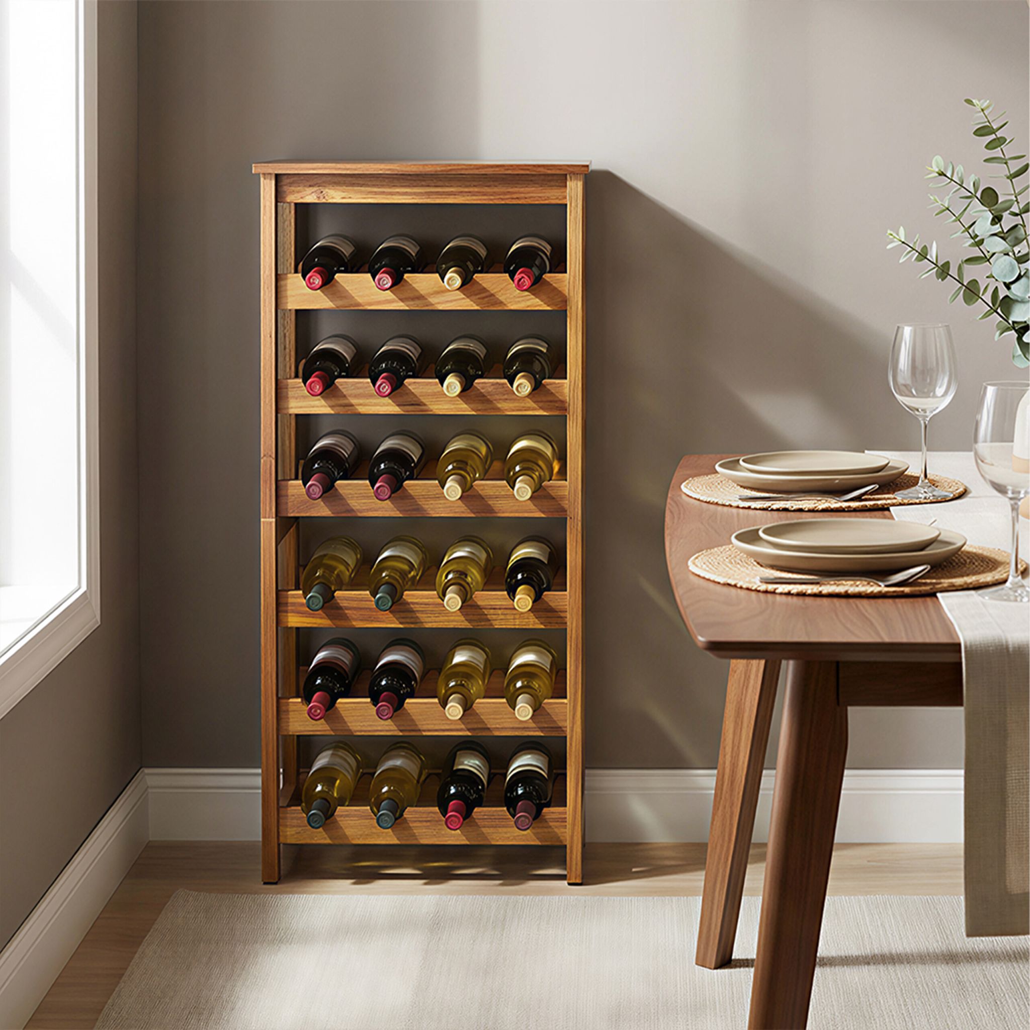 Weinregal Akazienholz 24 Flaschen Hellbraun von Relaxdays