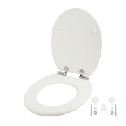 Toilettendeckel mit Absenkautomatik Weiss-Silber von Relaxdays