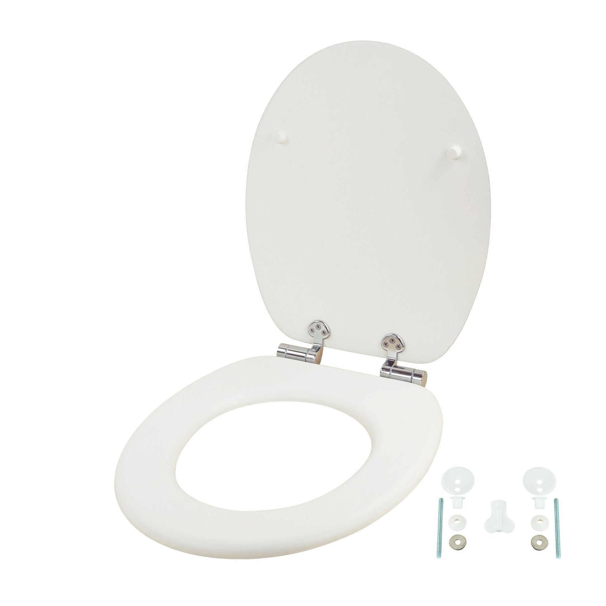 Toilettendeckel mit Absenkautomatik Weiss-Silber von Relaxdays