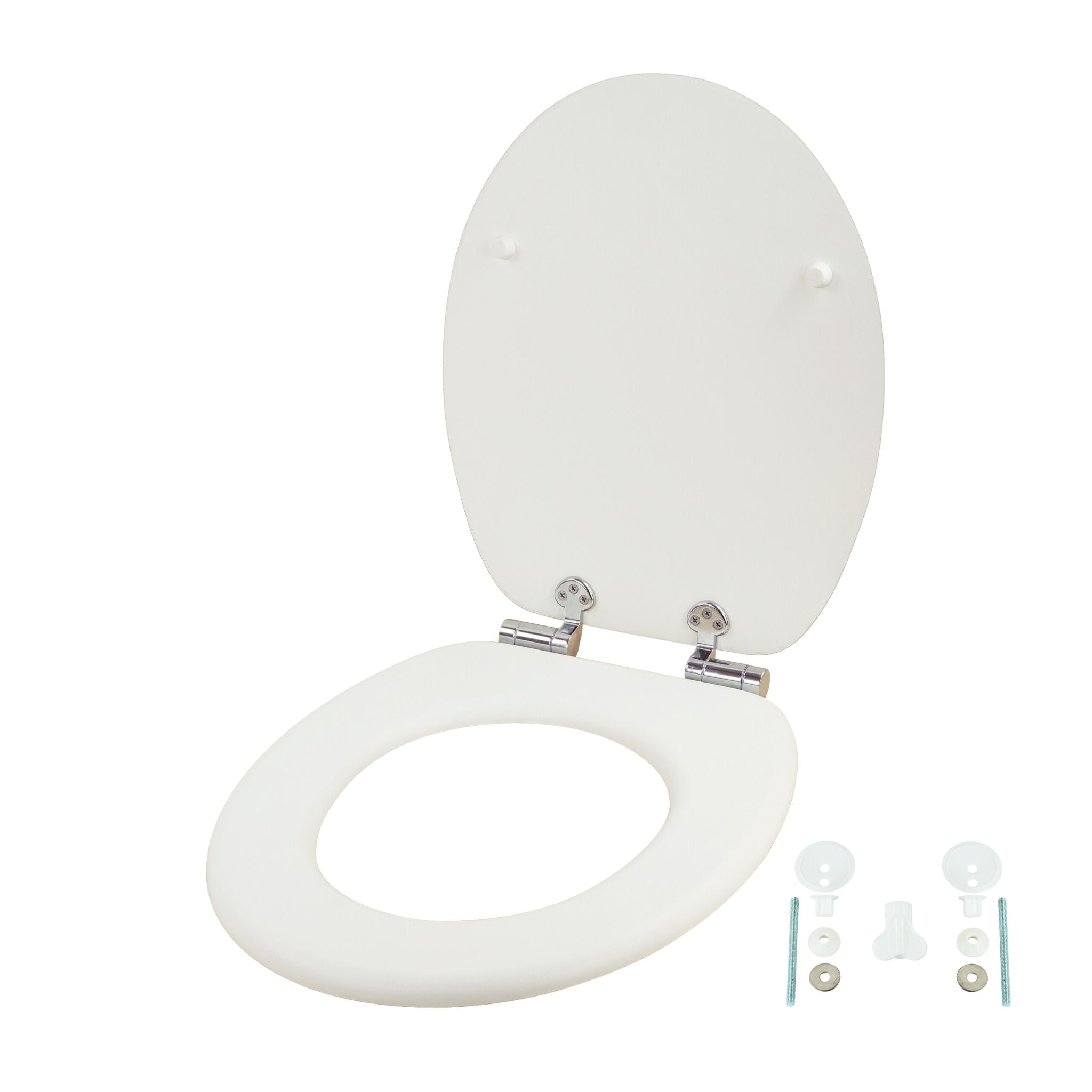 Toilettendeckel mit Absenkautomatik Weiss-Silber von Relaxdays