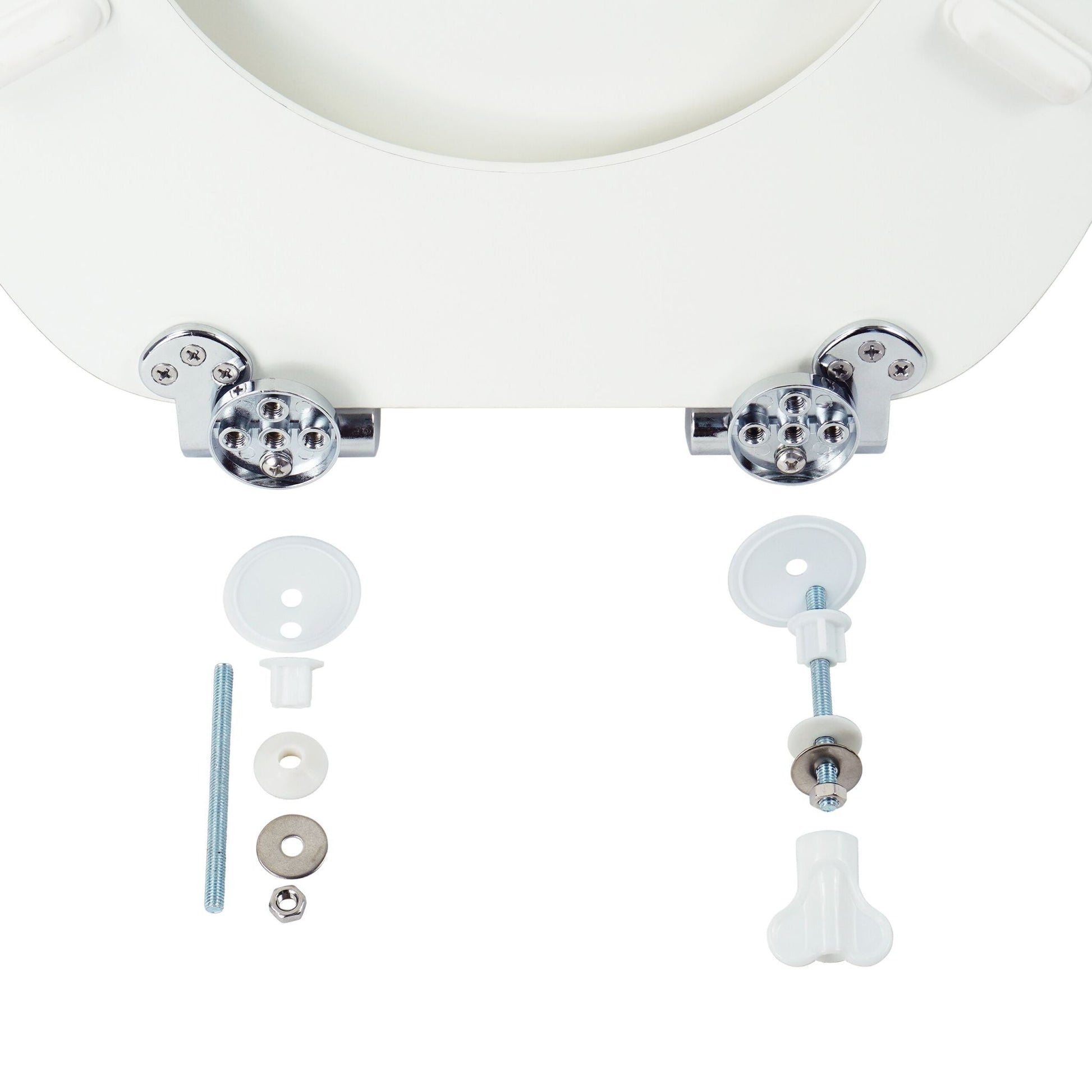 Toilettendeckel mit Absenkautomatik Weiss-Silber von Relaxdays