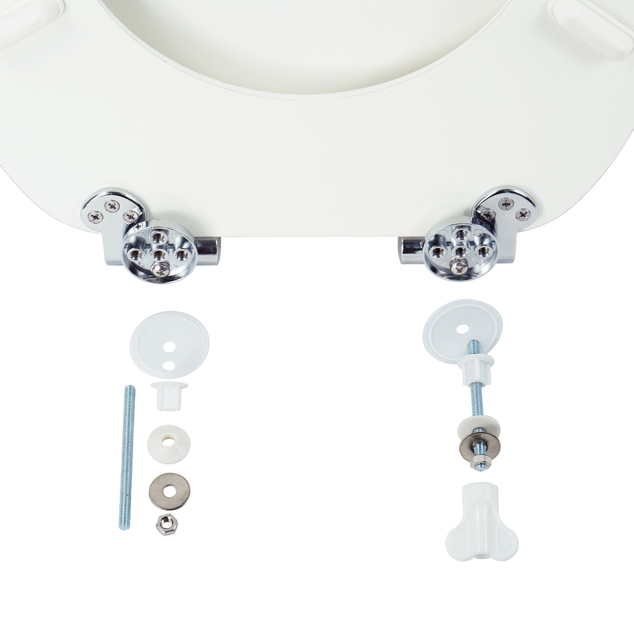 Toilettendeckel mit Absenkautomatik Weiss-Silber von Relaxdays